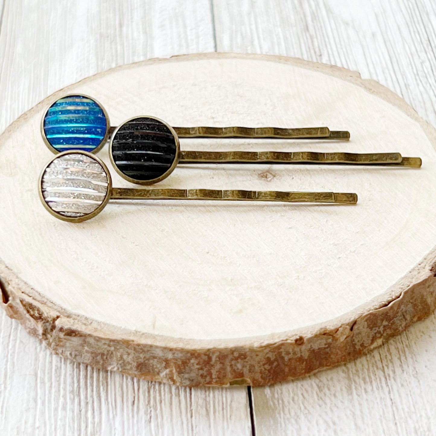 Black Blue Silver Druzy Hair Pins - Chic Women's Hair Accessories | Cute Bobby Pins & Barrettes for Stylish Looks