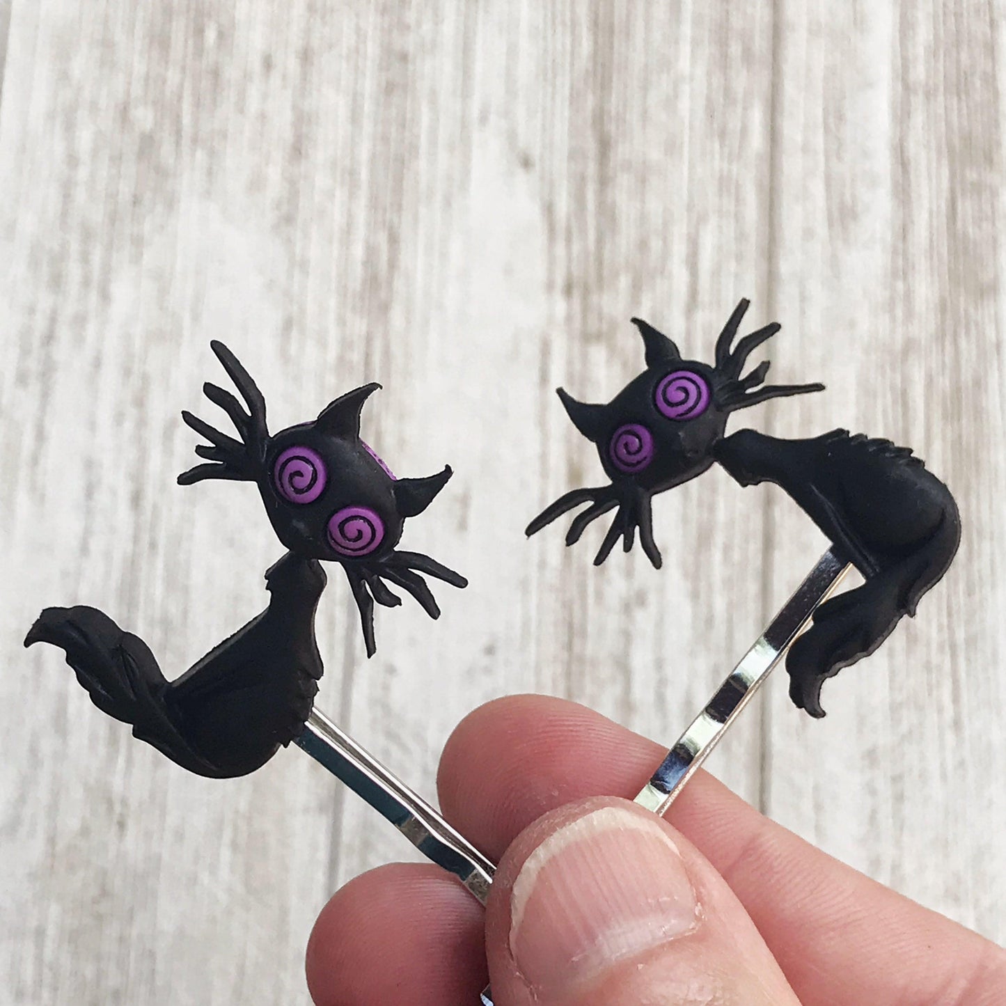 Black Cat Hair Pins - Halloween Cat Barrettes for Women | Spooky and Stylish Hair Accessories