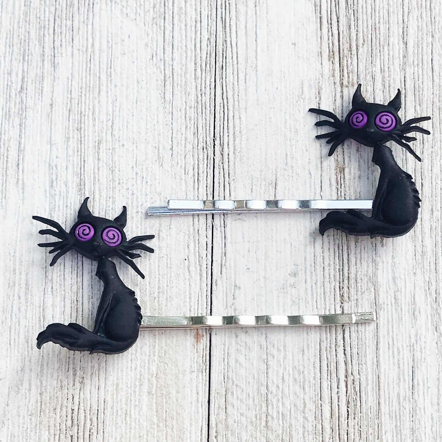 Black Cat Hair Pins - Halloween Cat Barrettes for Women | Spooky and Stylish Hair Accessories