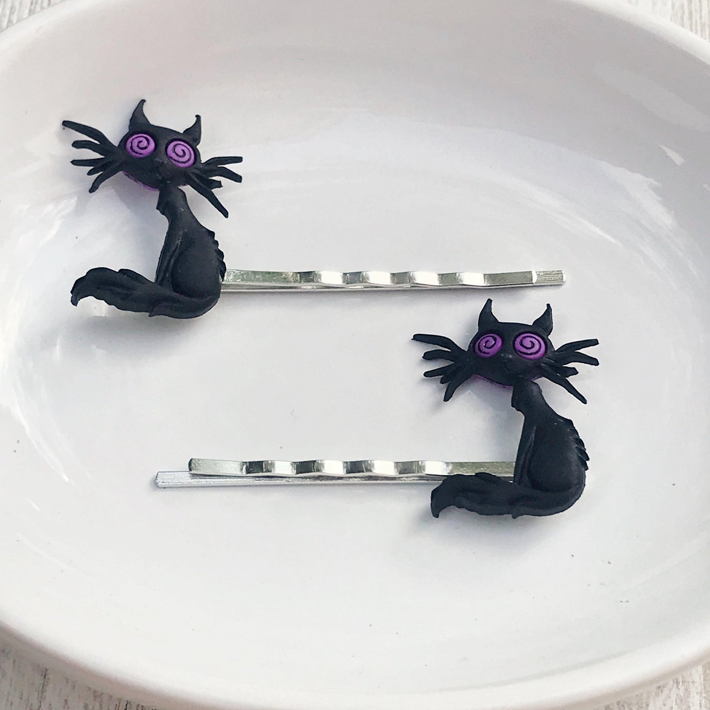 Black Cat Hair Pins - Halloween Cat Barrettes for Women | Spooky and Stylish Hair Accessories