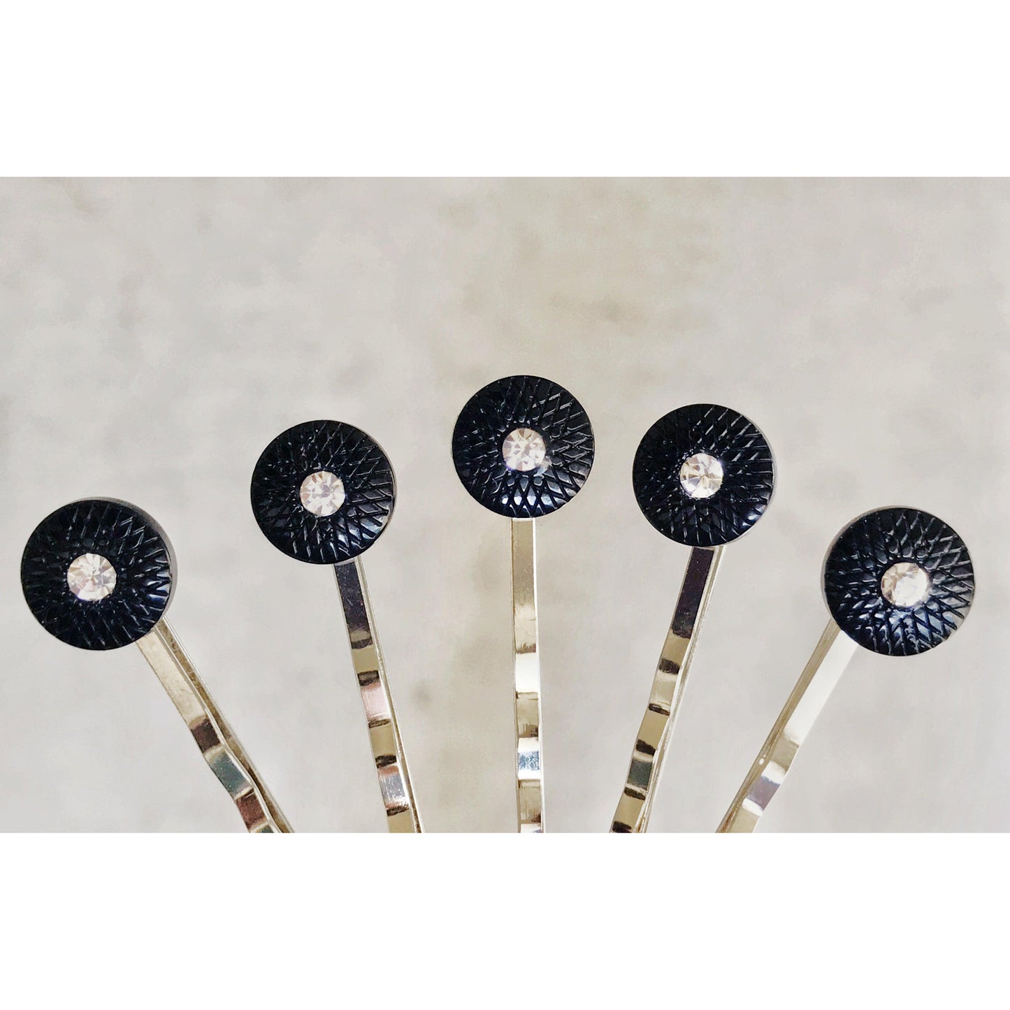 Black Round Geometric Rhinestone Hair Pins - Chic and Elegant Hair Accessories