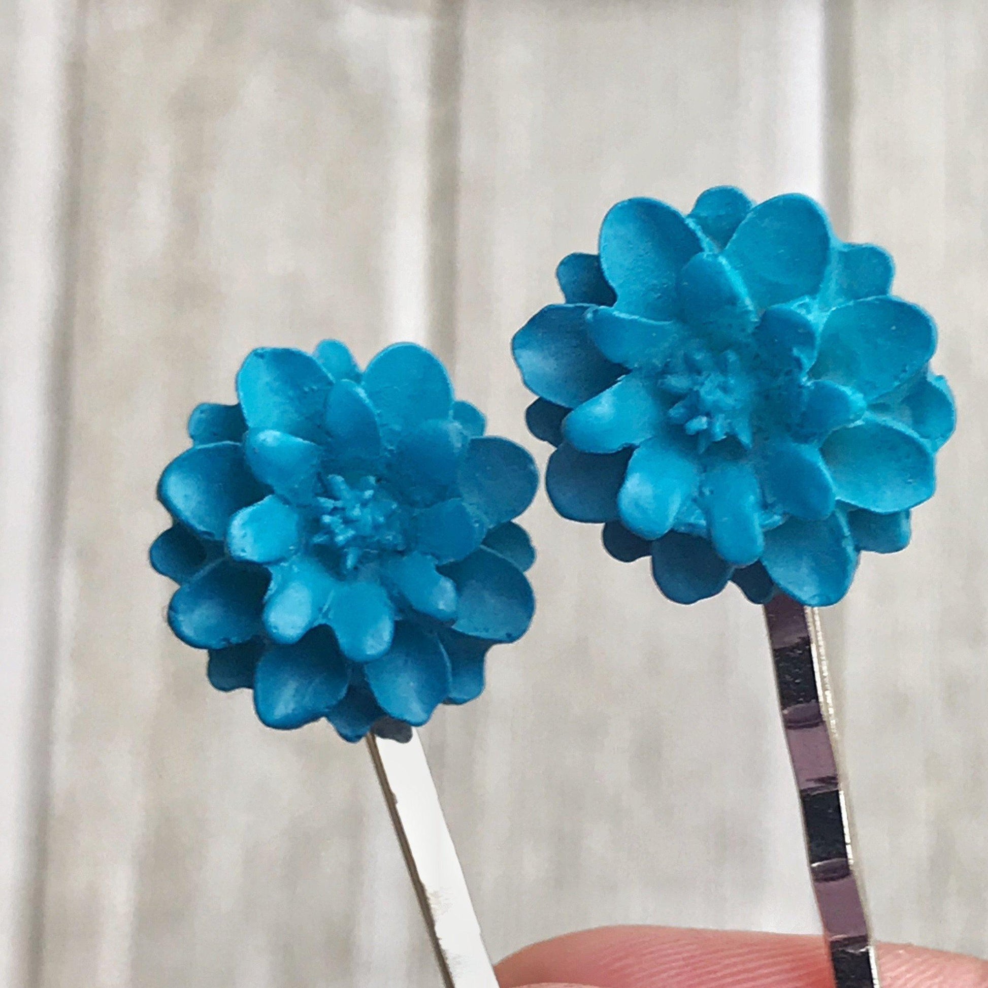 Blue Floral Hair Pins - Elegant Wedding Hair Accessories | Stylish Women's Hair Pins for Floral Touches