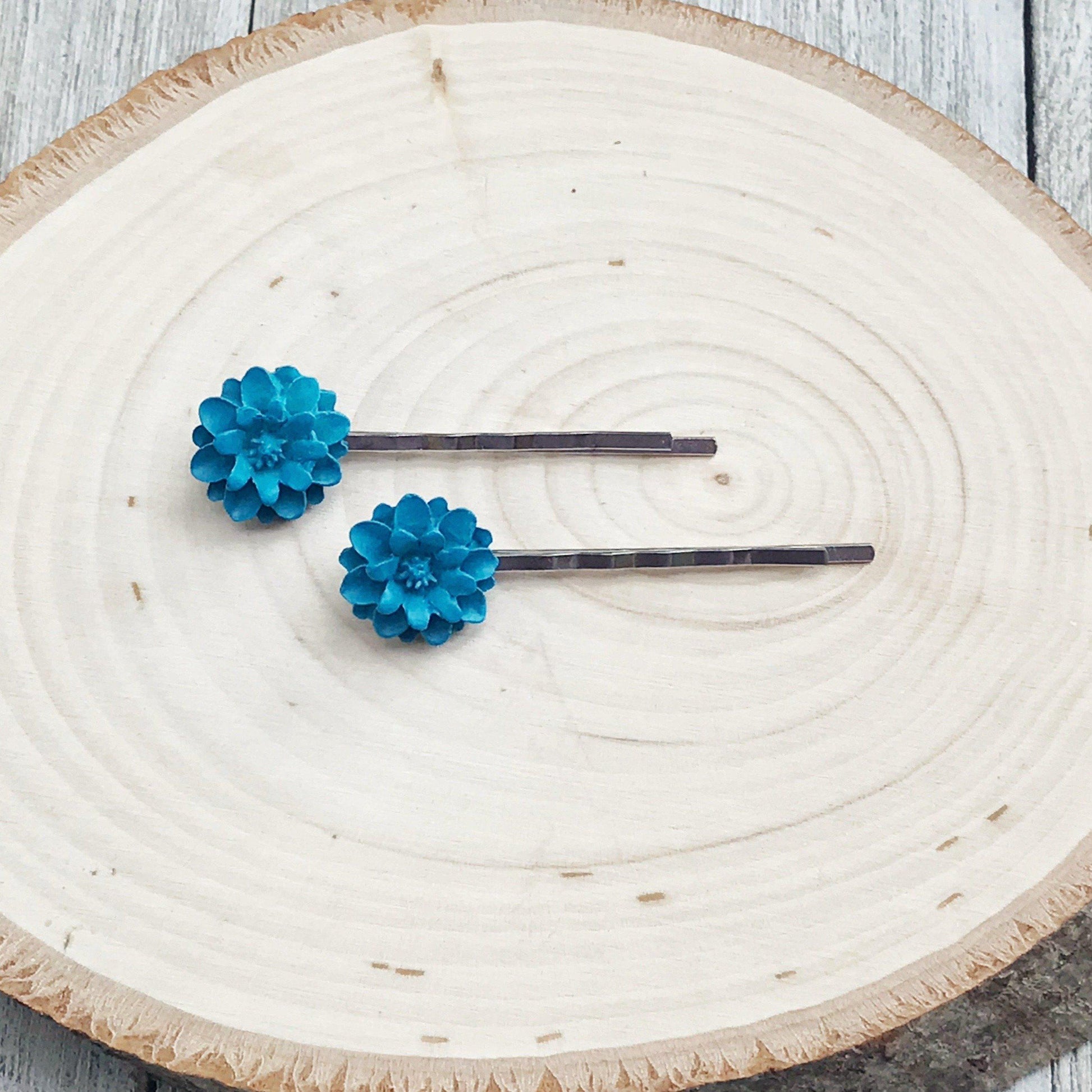Blue Floral Hair Pins - Elegant Wedding Hair Accessories | Stylish Women's Hair Pins for Floral Touches