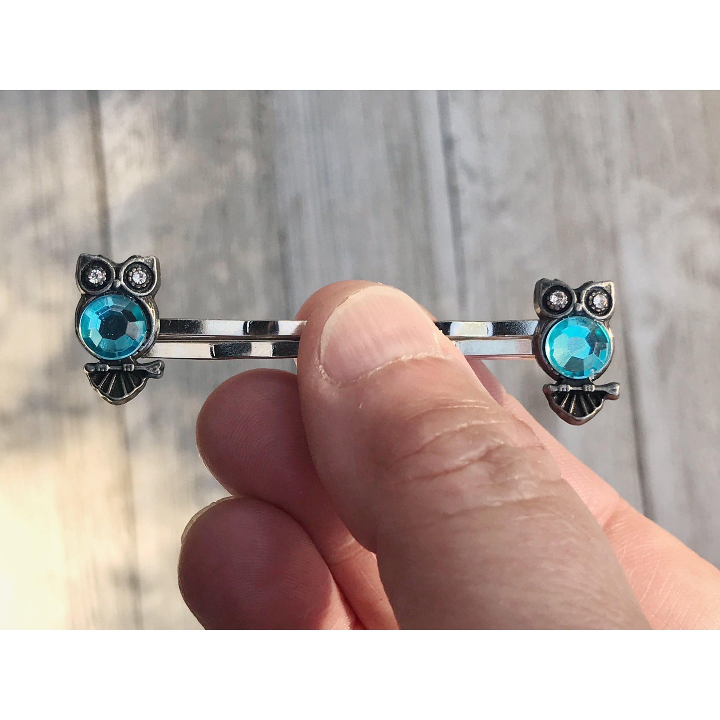 Blue Green Owl Hair Pins - Boho-inspired Bobby Pins for Women | Rhinestone Details & Decorative Accents