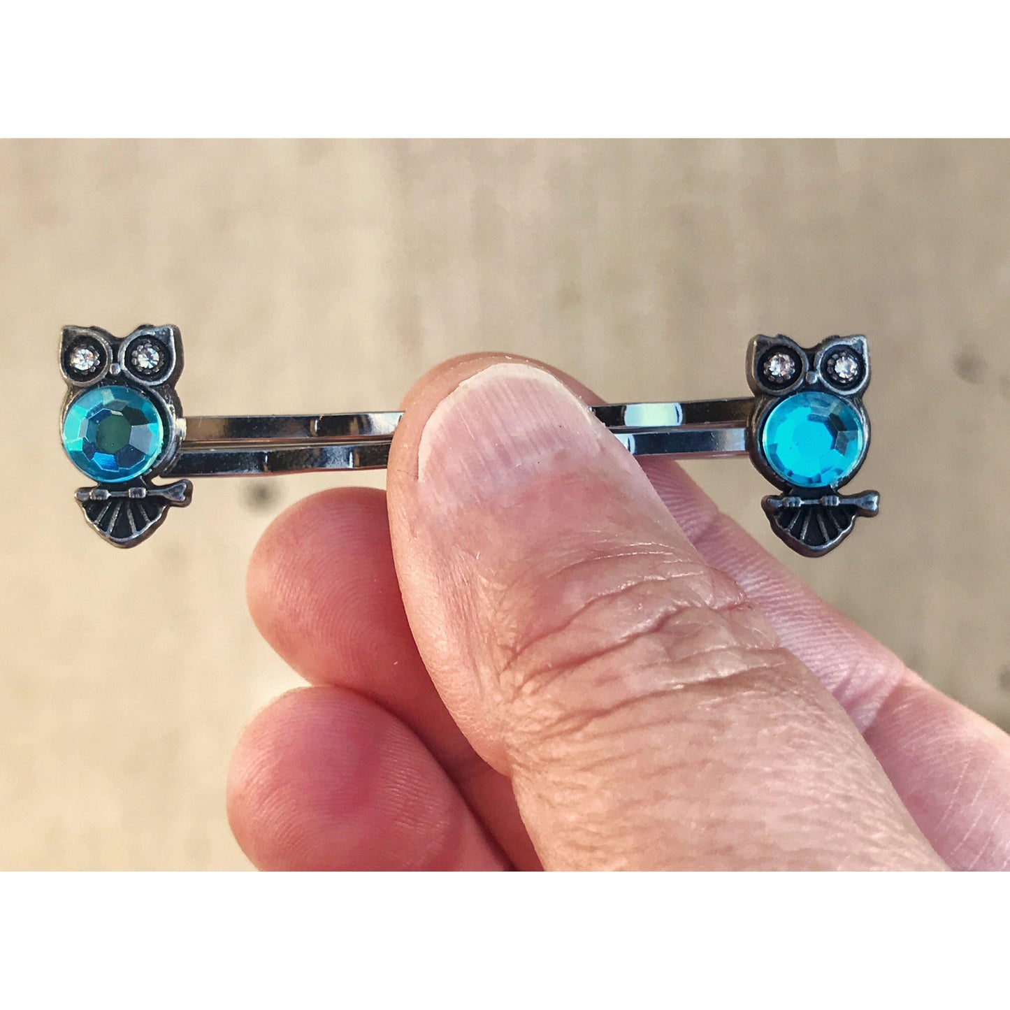 Blue Green Owl Hair Pins - Boho-inspired Bobby Pins for Women | Rhinestone Details & Decorative Accents