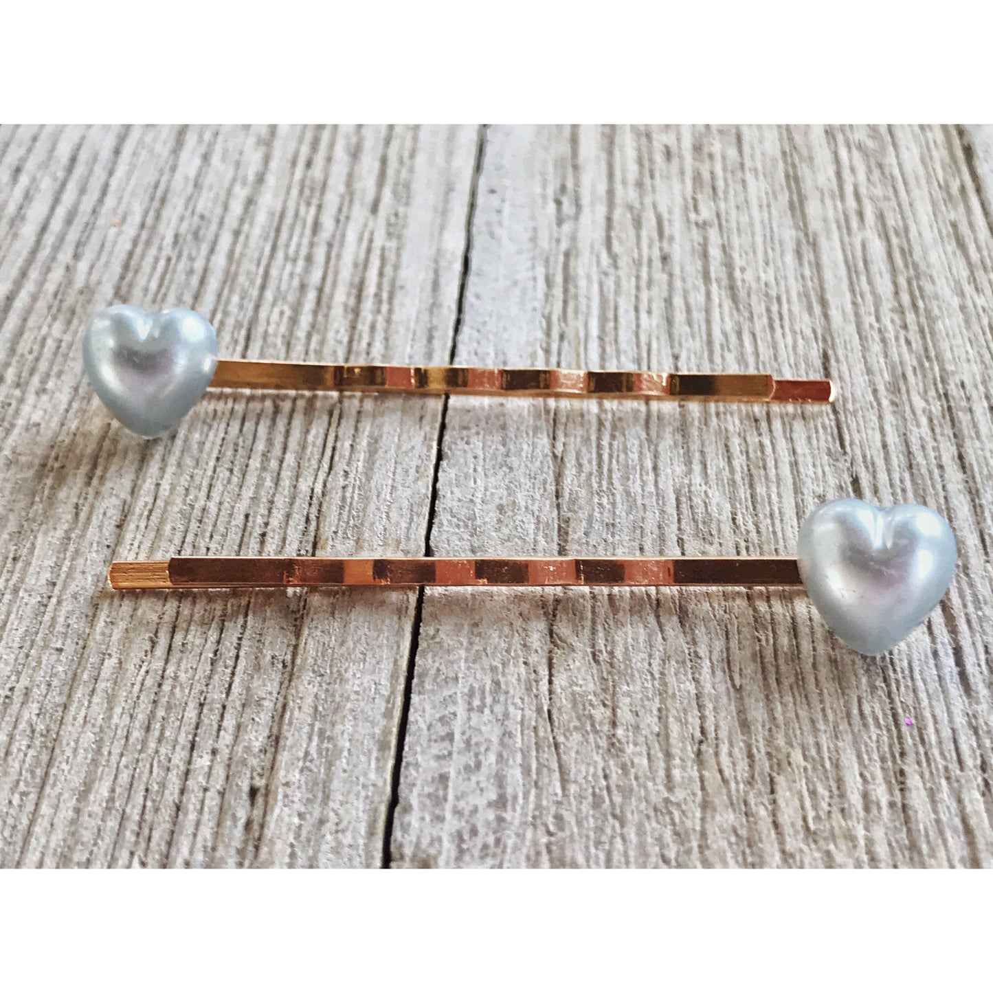 Light Blue Heart Hair Pins - Women’s Bobby Pins with Cute and Decorative Design