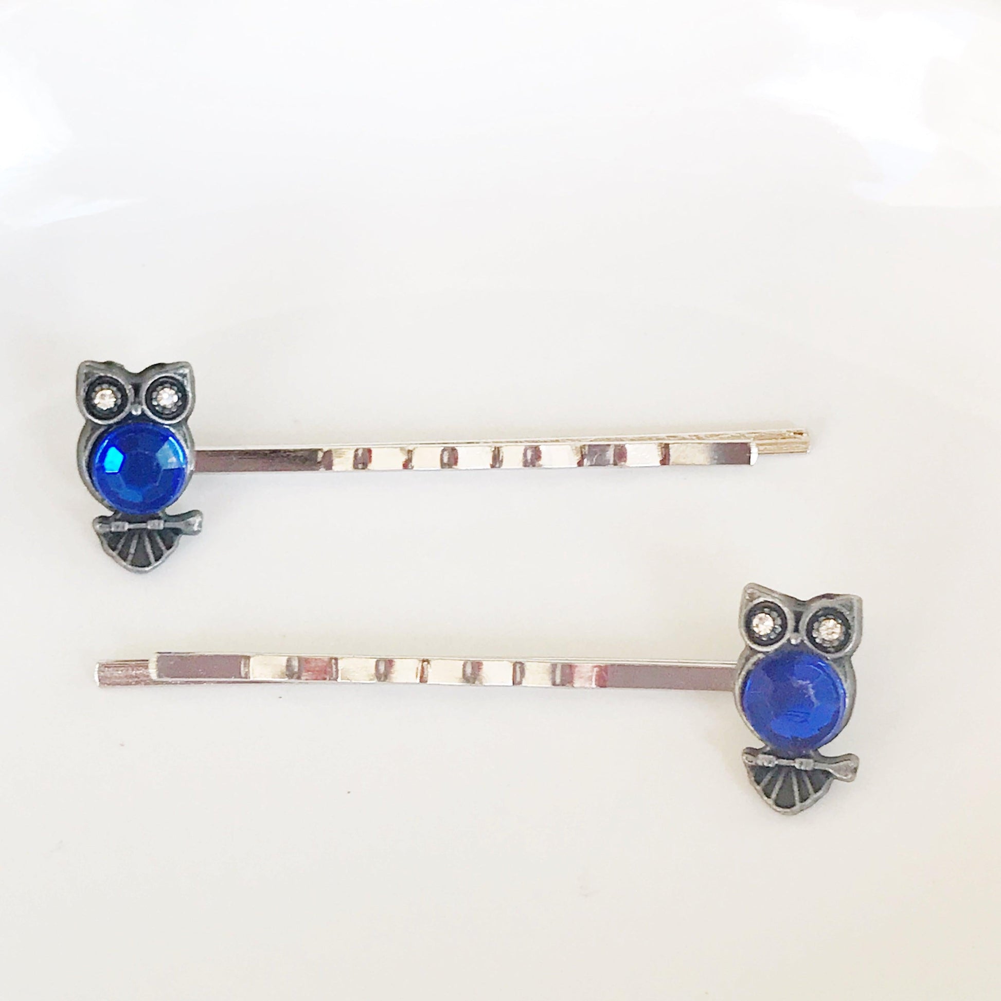 Blue Owl Hair Pins - Boho-inspired Bobby Pins for Women | Rhinestone Details & Decorative Accents