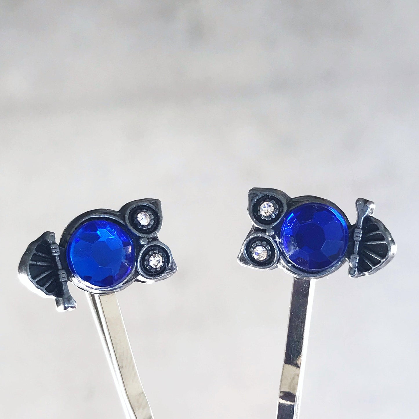 Blue Owl Hair Pins - Boho-inspired Bobby Pins for Women | Rhinestone Details & Decorative Accents