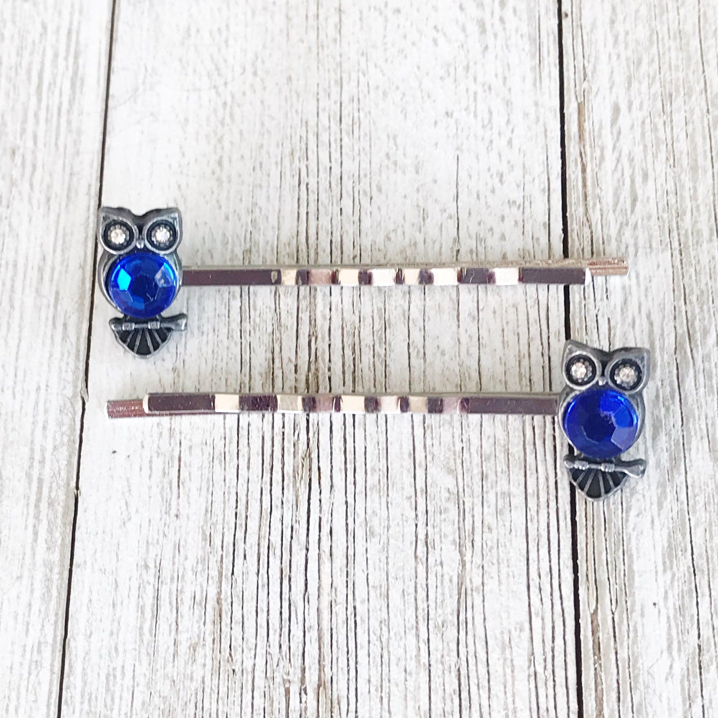 Blue Owl Hair Pins - Boho-inspired Bobby Pins for Women | Rhinestone Details & Decorative Accents