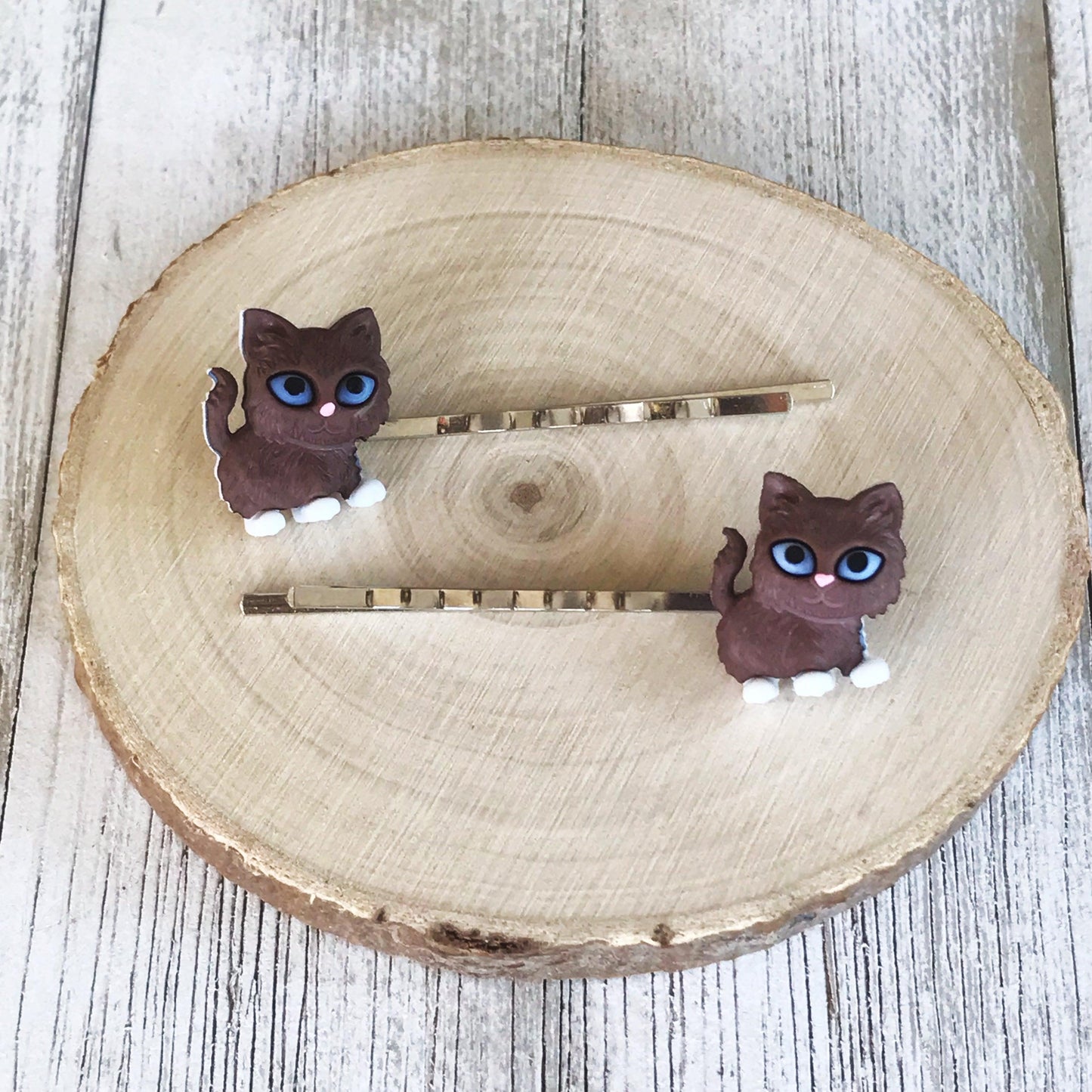 Cat Hair Pins, Cat Bobby Pins, Womens Hair Pins, Brown Cat Hair Pins, Decorative Hair Pins, Trendy Hair Pins, Kitty Hair Clips, Cat Barrette