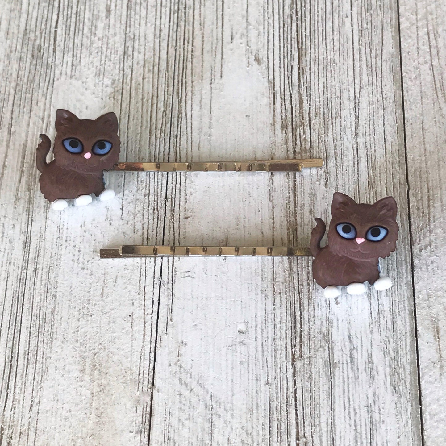 Cat Hair Pins, Cat Bobby Pins, Womens Hair Pins, Brown Cat Hair Pins, Decorative Hair Pins, Trendy Hair Pins, Kitty Hair Clips, Cat Barrette