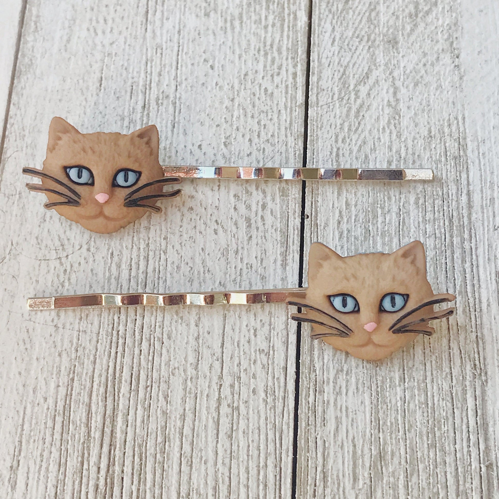 Tan Cat Hair Pins - Cute Accessories for Feline Lovers