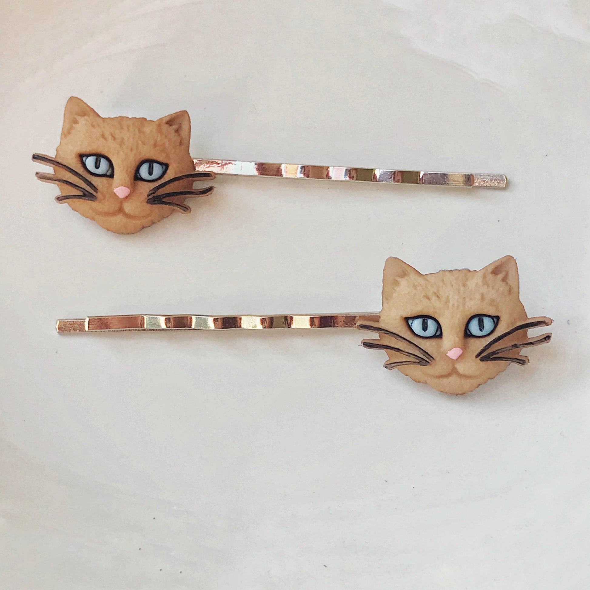 Tan Cat Hair Pins - Cute Accessories for Feline Lovers