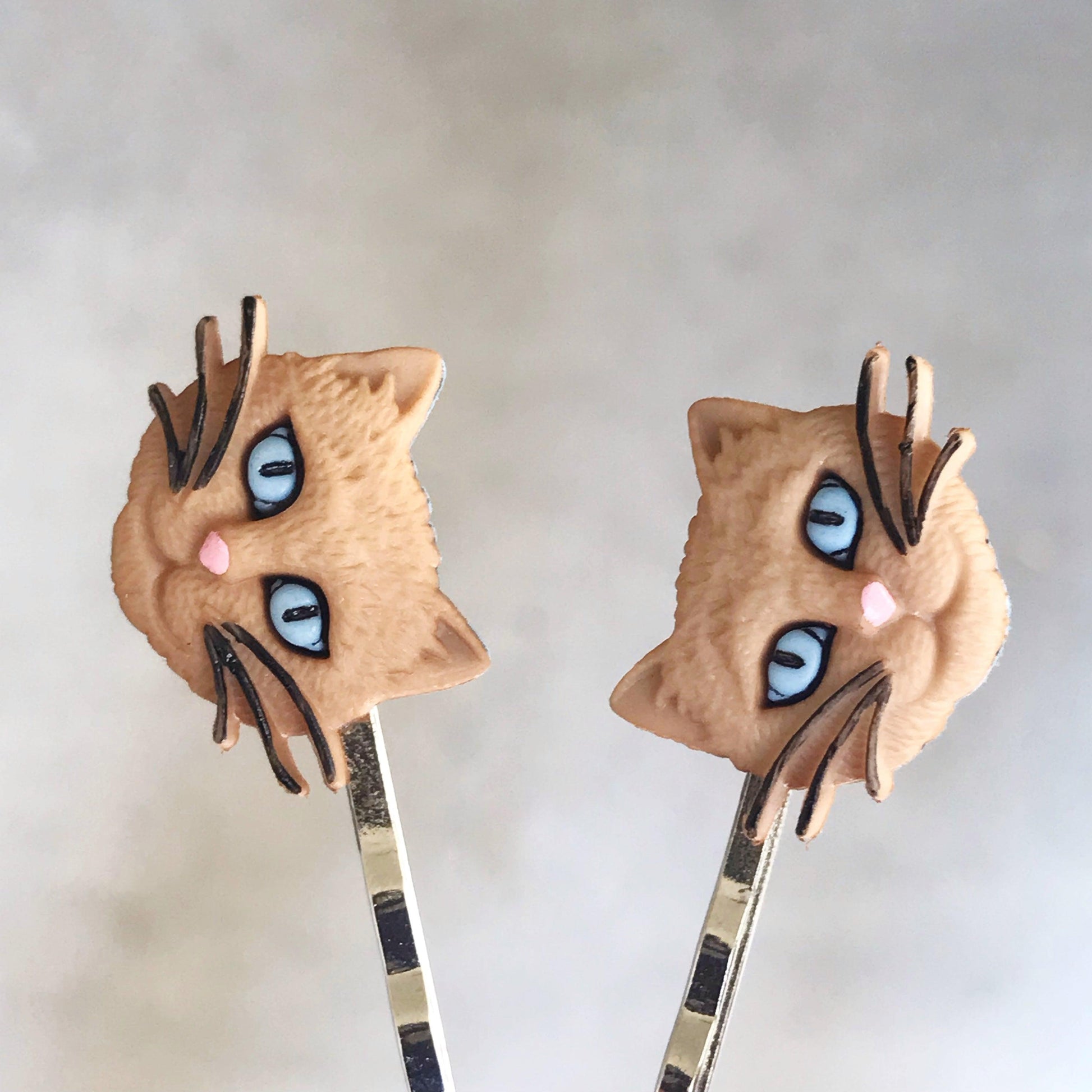 Tan Cat Hair Pins - Cute Accessories for Feline Lovers