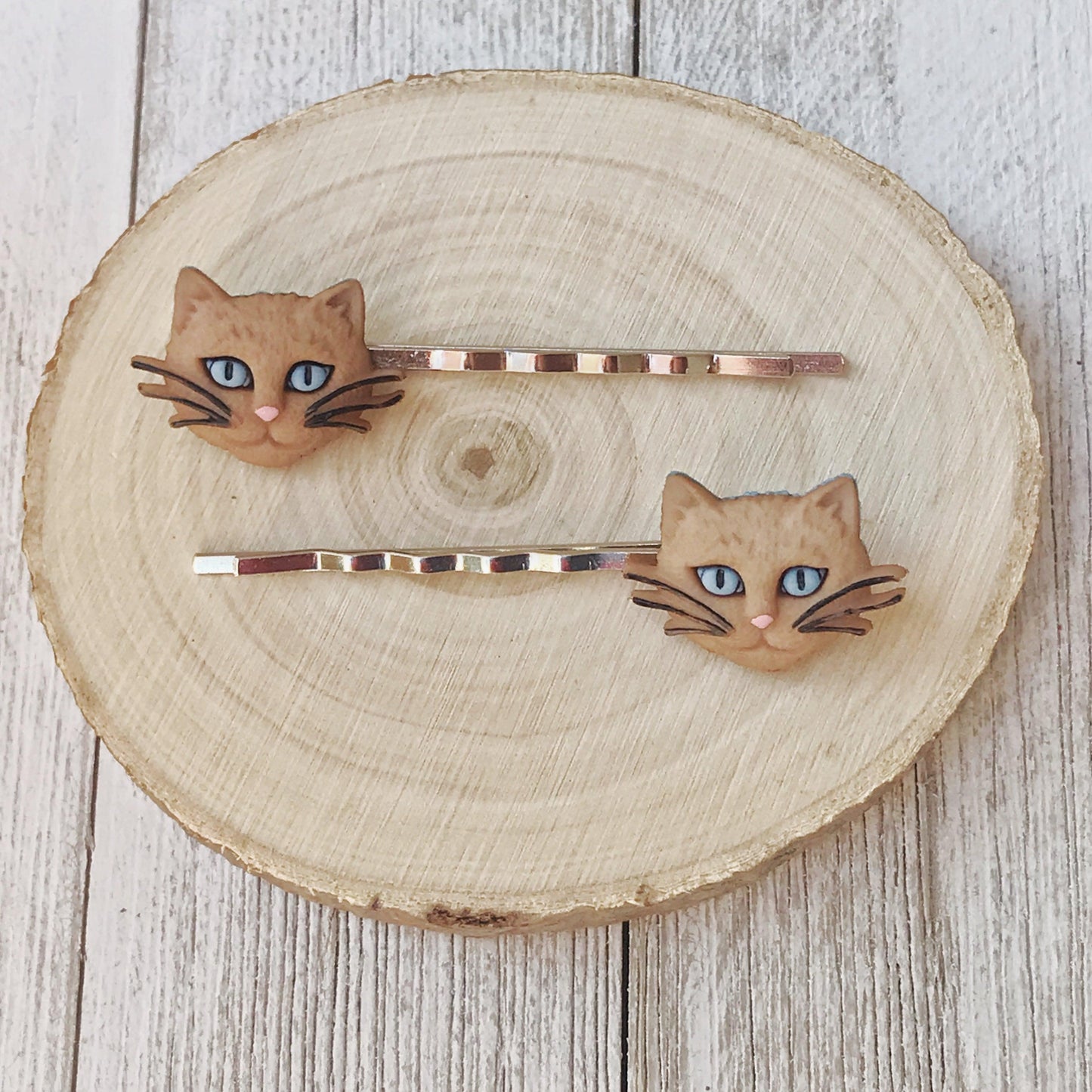 Tan Cat Hair Pins - Cute Accessories for Feline Lovers