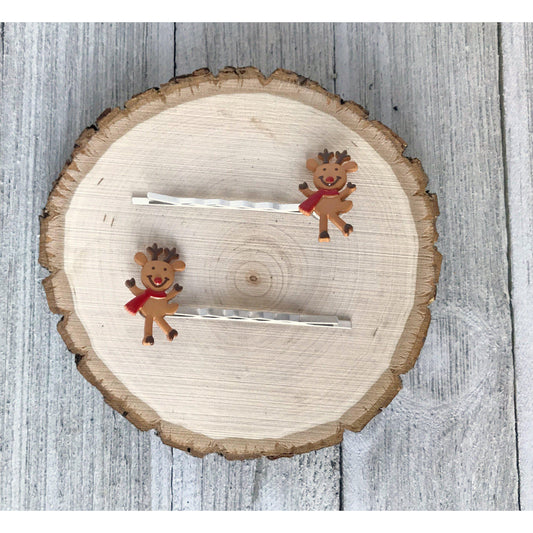 Christmas Reindeer Holiday Hair Pins - Festive Season Accessories