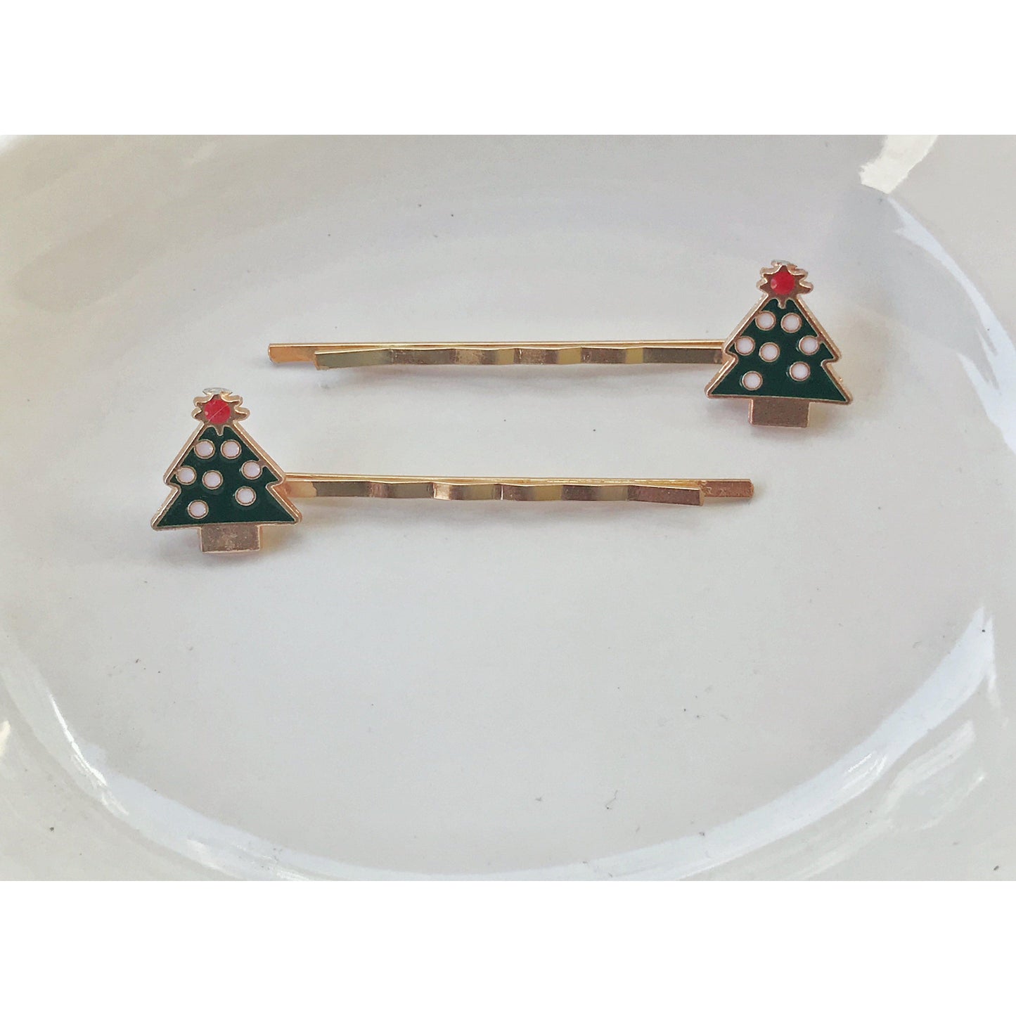 Christmas Tree Hair Pins - Festive Holiday Accessories