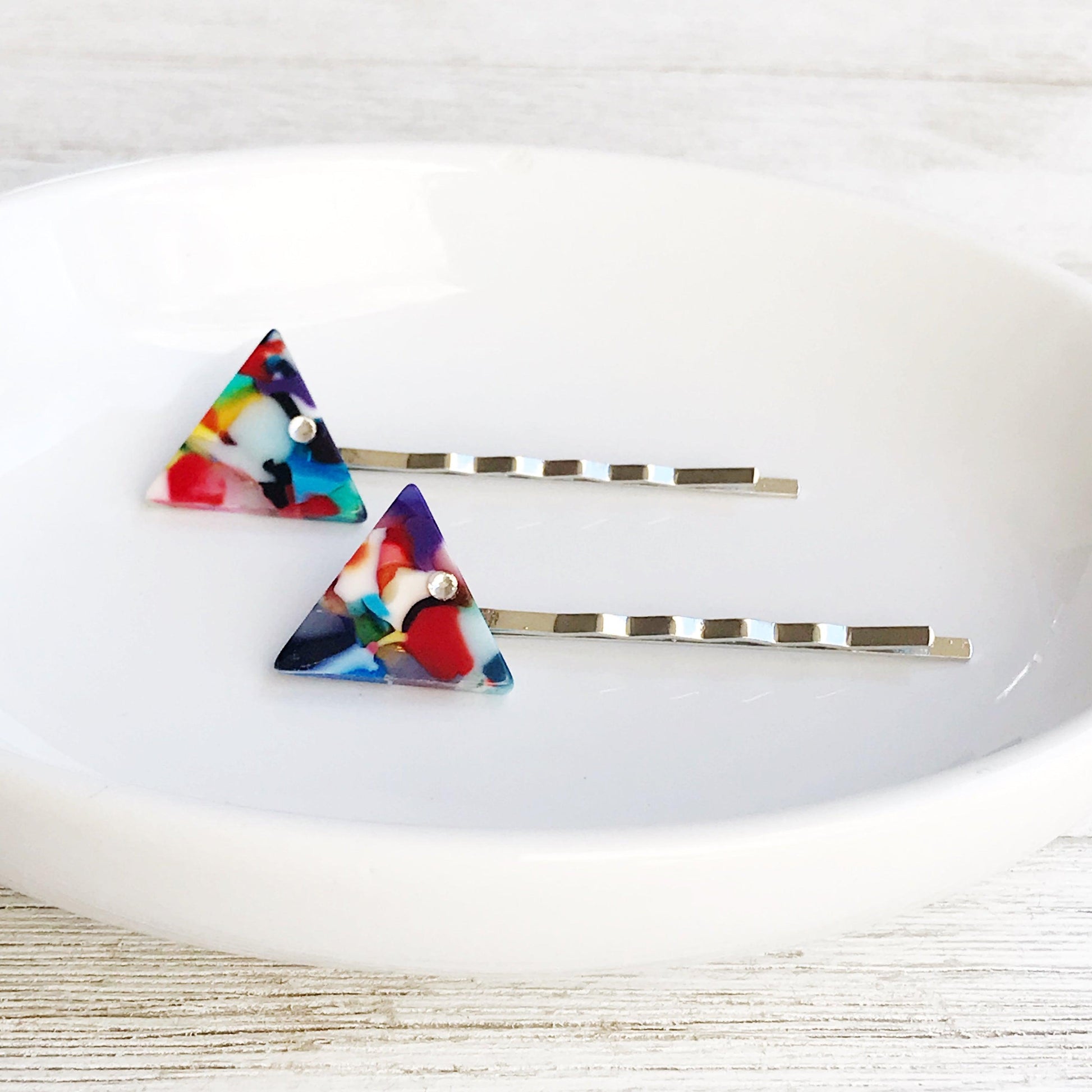 Color Block Hair Pins, Acrylic Hair Pins, Retro Vintage Hair Clips, Womans Hair Pins, Womens Hair Clips, Triangle Bobby Pin