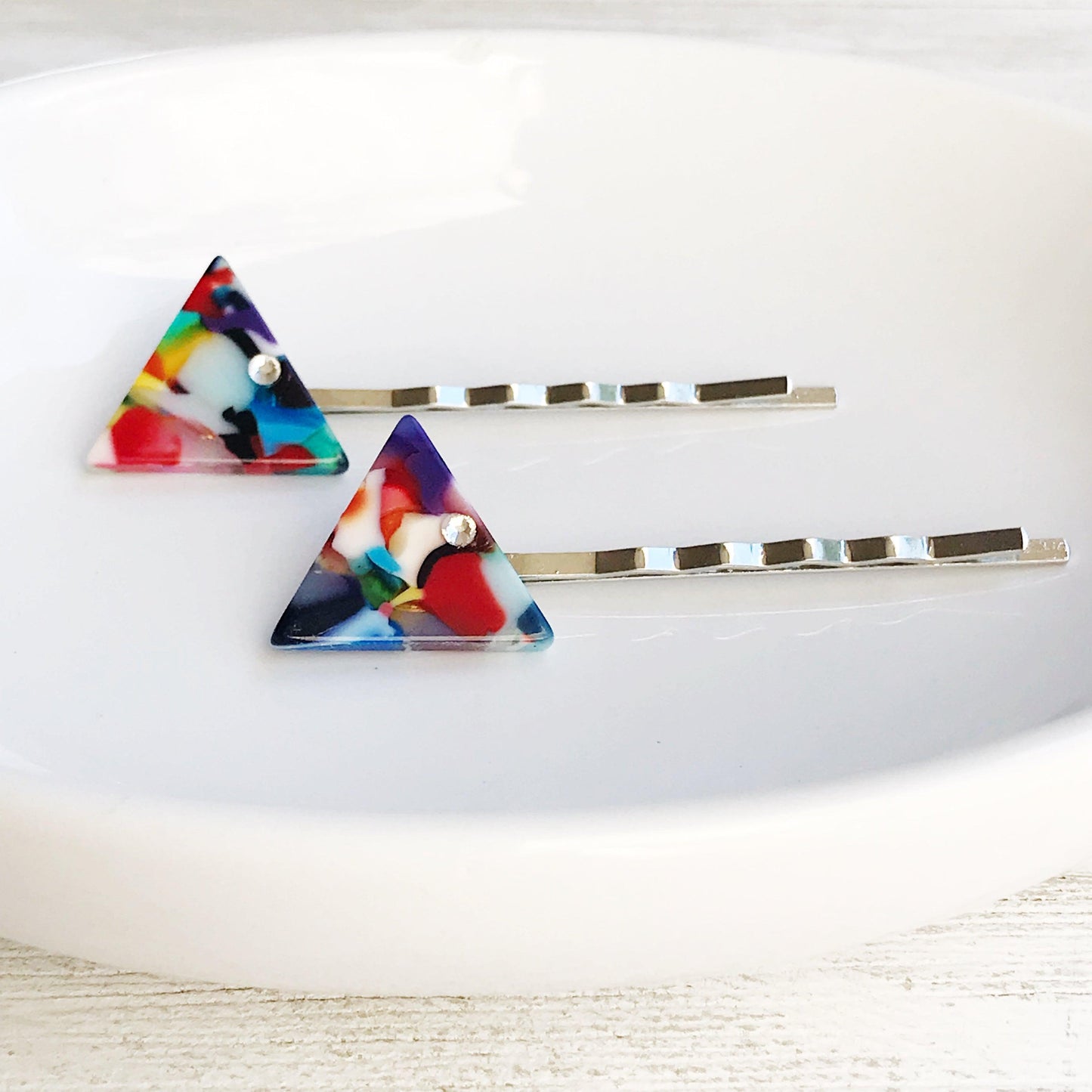 Color Block Hair Pins, Acrylic Hair Pins, Retro Vintage Hair Clips, Womans Hair Pins, Womens Hair Clips, Triangle Bobby Pin