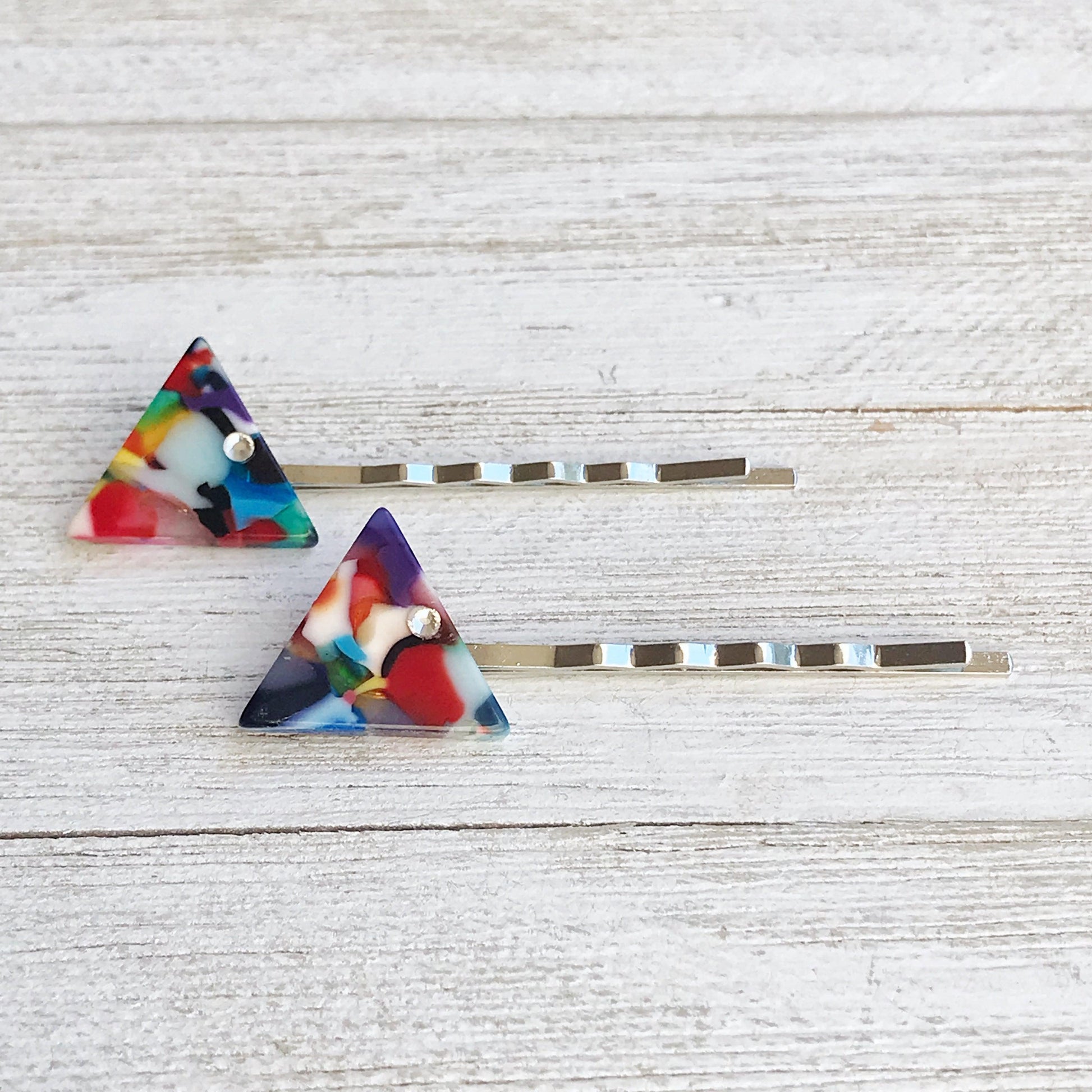 Color Block Hair Pins, Acrylic Hair Pins, Retro Vintage Hair Clips, Womans Hair Pins, Womens Hair Clips, Triangle Bobby Pin