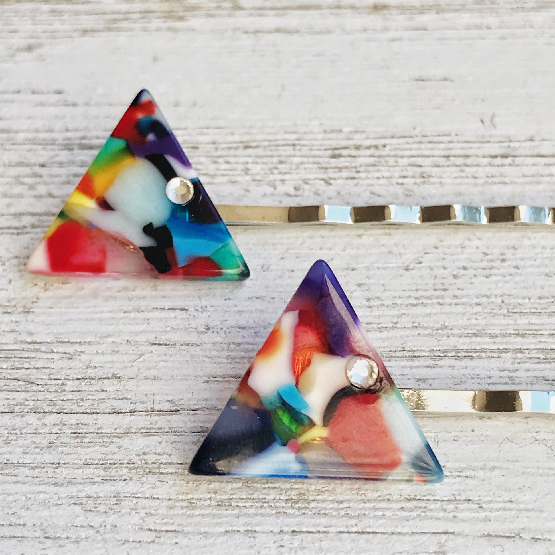 Color Block Hair Pins, Acrylic Hair Pins, Retro Vintage Hair Clips, Womans Hair Pins, Womens Hair Clips, Triangle Bobby Pin