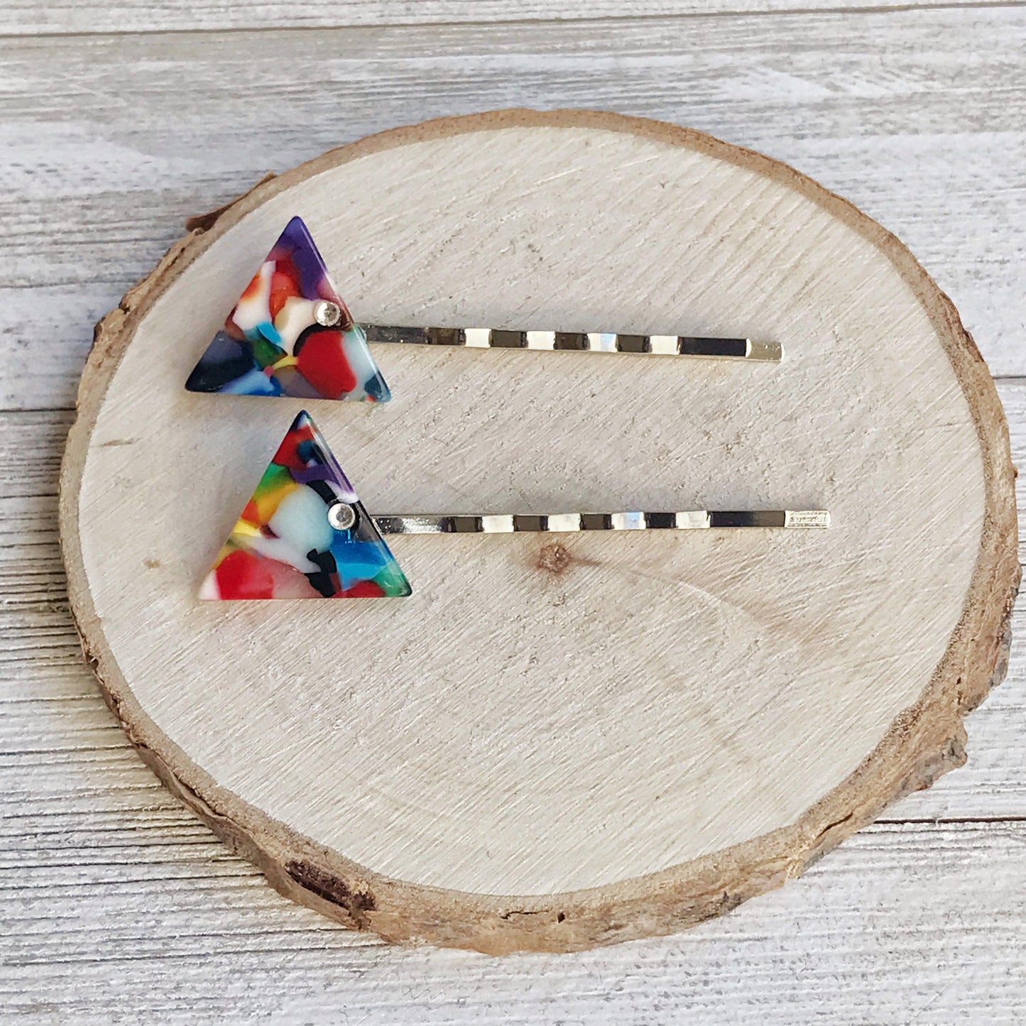 Color Block Hair Pins, Acrylic Hair Pins, Retro Vintage Hair Clips, Womans Hair Pins, Womens Hair Clips, Triangle Bobby Pin