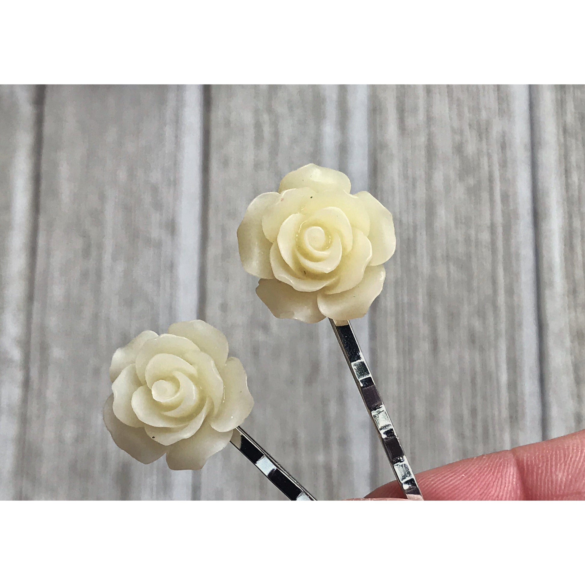 Cream Rose Hair Pin - Elegant Floral Accessory