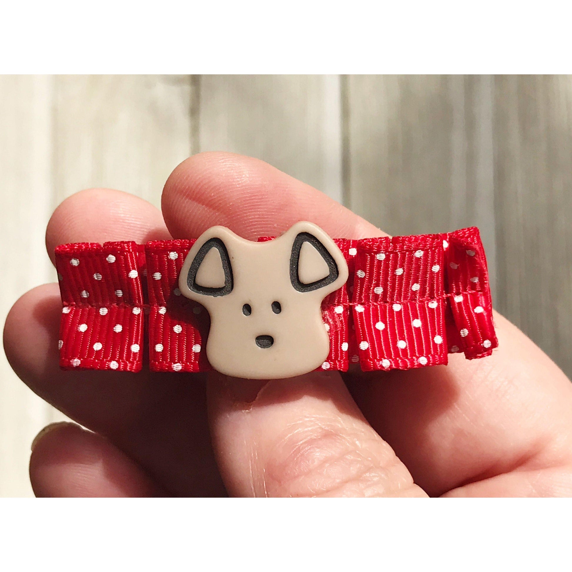 Red Hair Clip with Dog Embellishment - Cute & Playful Hair Accessory