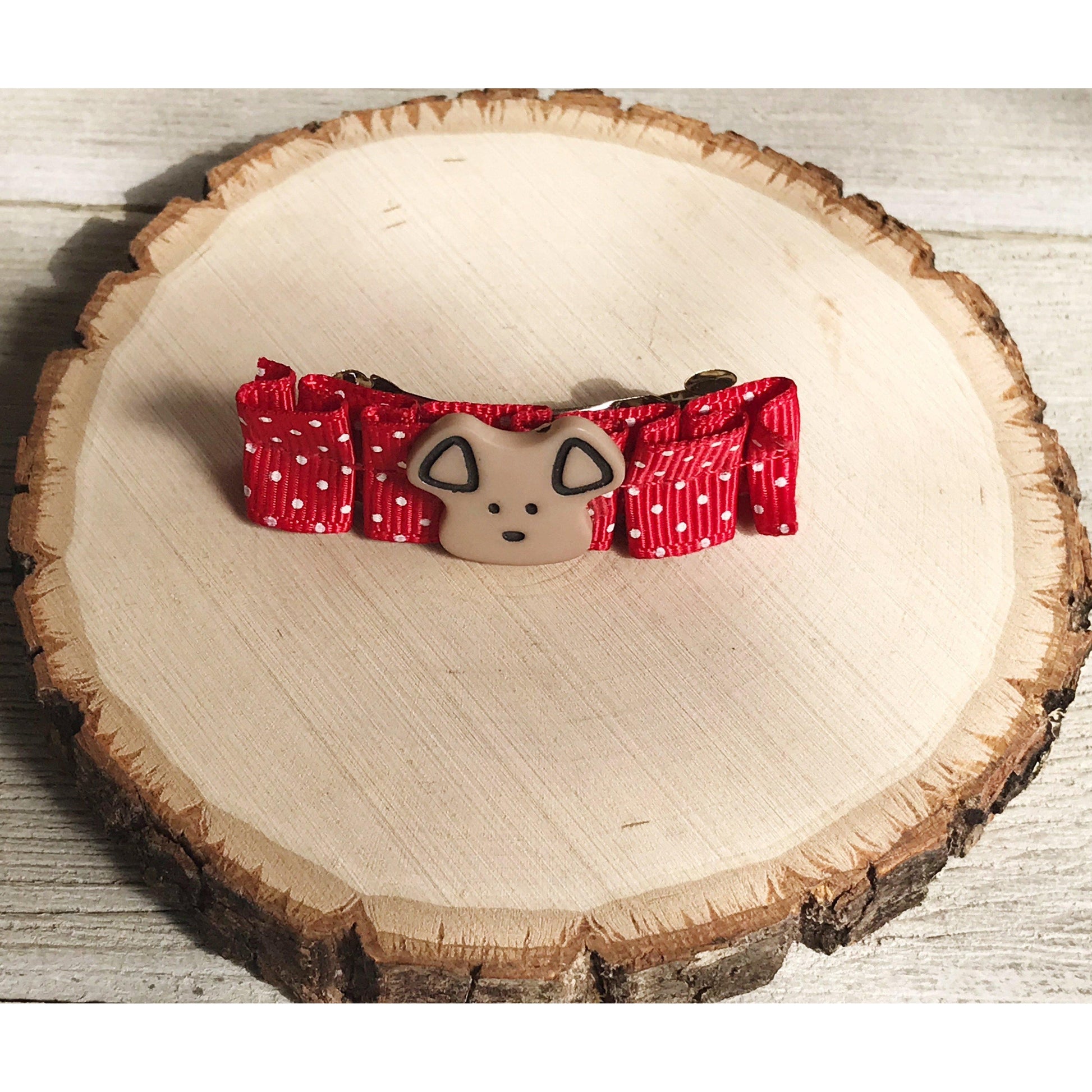 Red Hair Clip with Dog Embellishment - Cute & Playful Hair Accessory