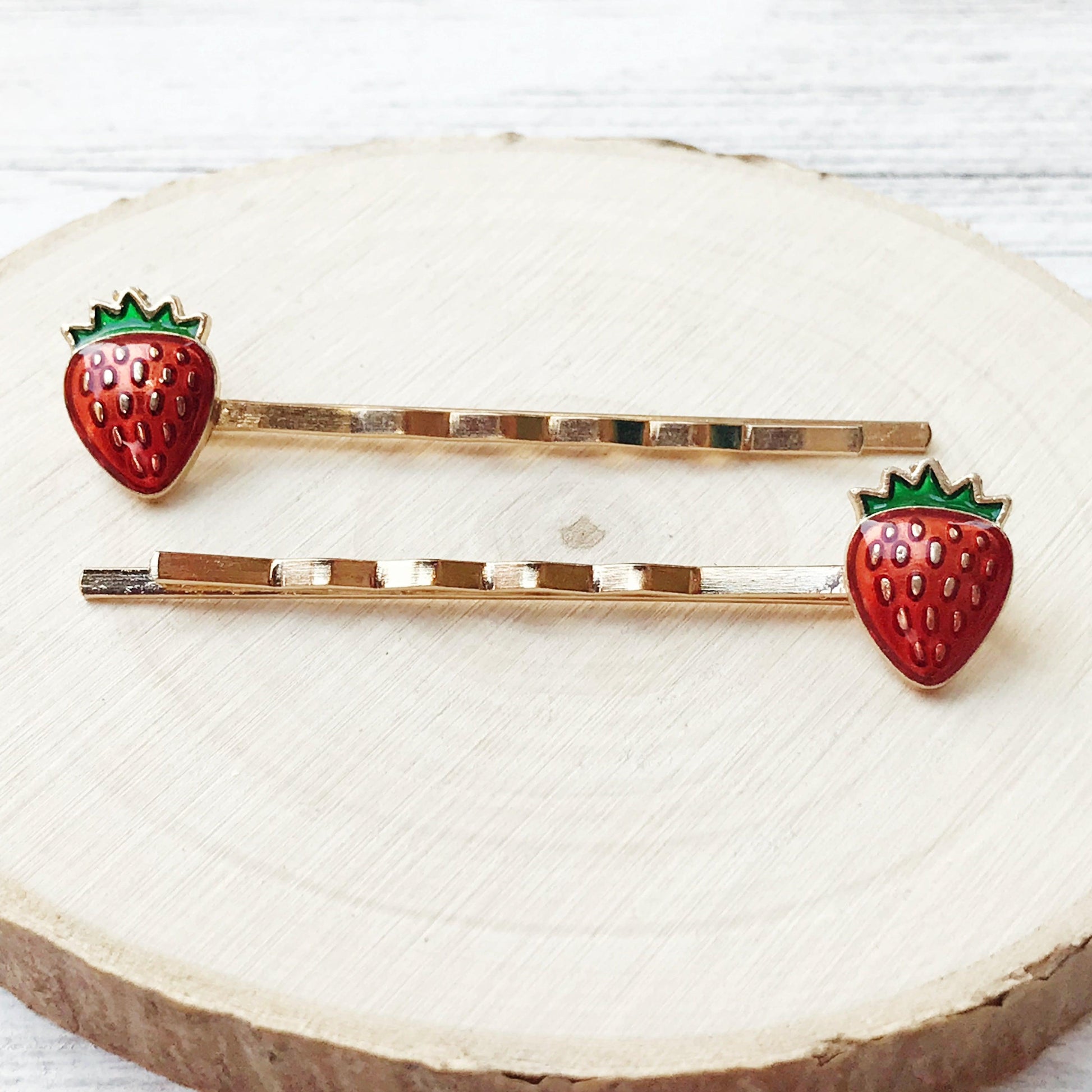 Enamel Strawberry Bobby Pins: Sweet Accessories for Fun & Flirty Hairstyles