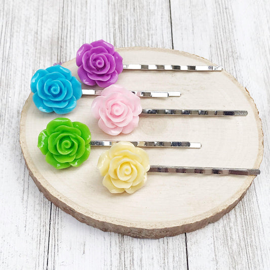 Floral Bobby Pin, Flower Hair Pin Wedding Hair Piece Embellished Boho Hair Pin Bridal Hair Accessory