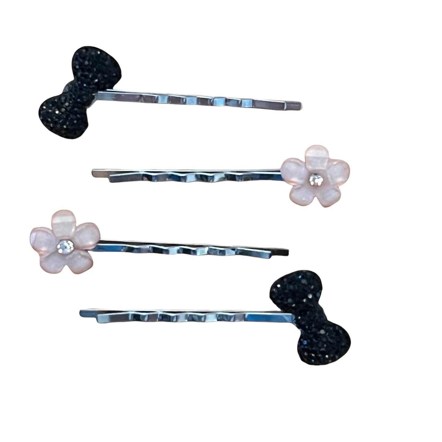 Flower Hair Pins, Black Bow Bobby Pins, Womens Hair Pin, Pink Floral Bobby Pin, Decorative Hair Pin