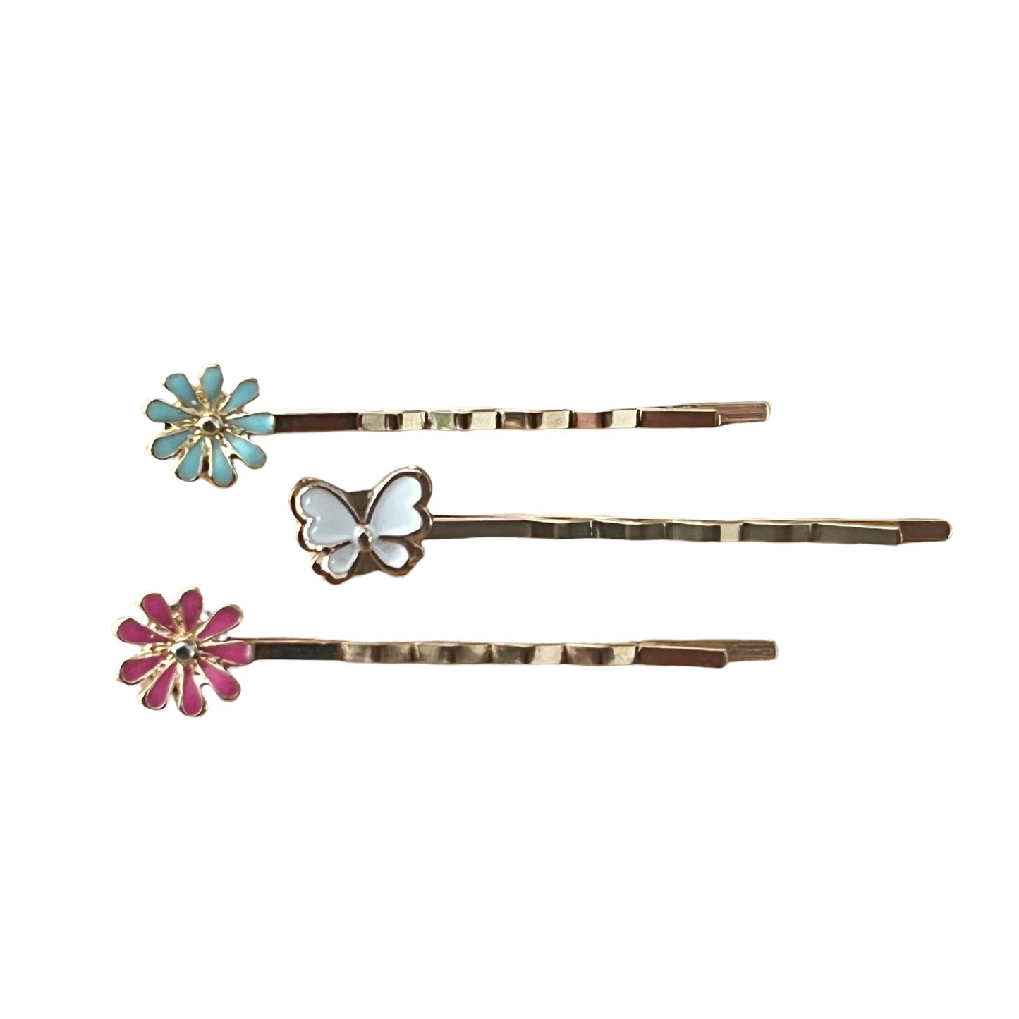 White Butterfly & Flower Hair Pin Set - Set of 3 Adorable Accessories for Hair Styling