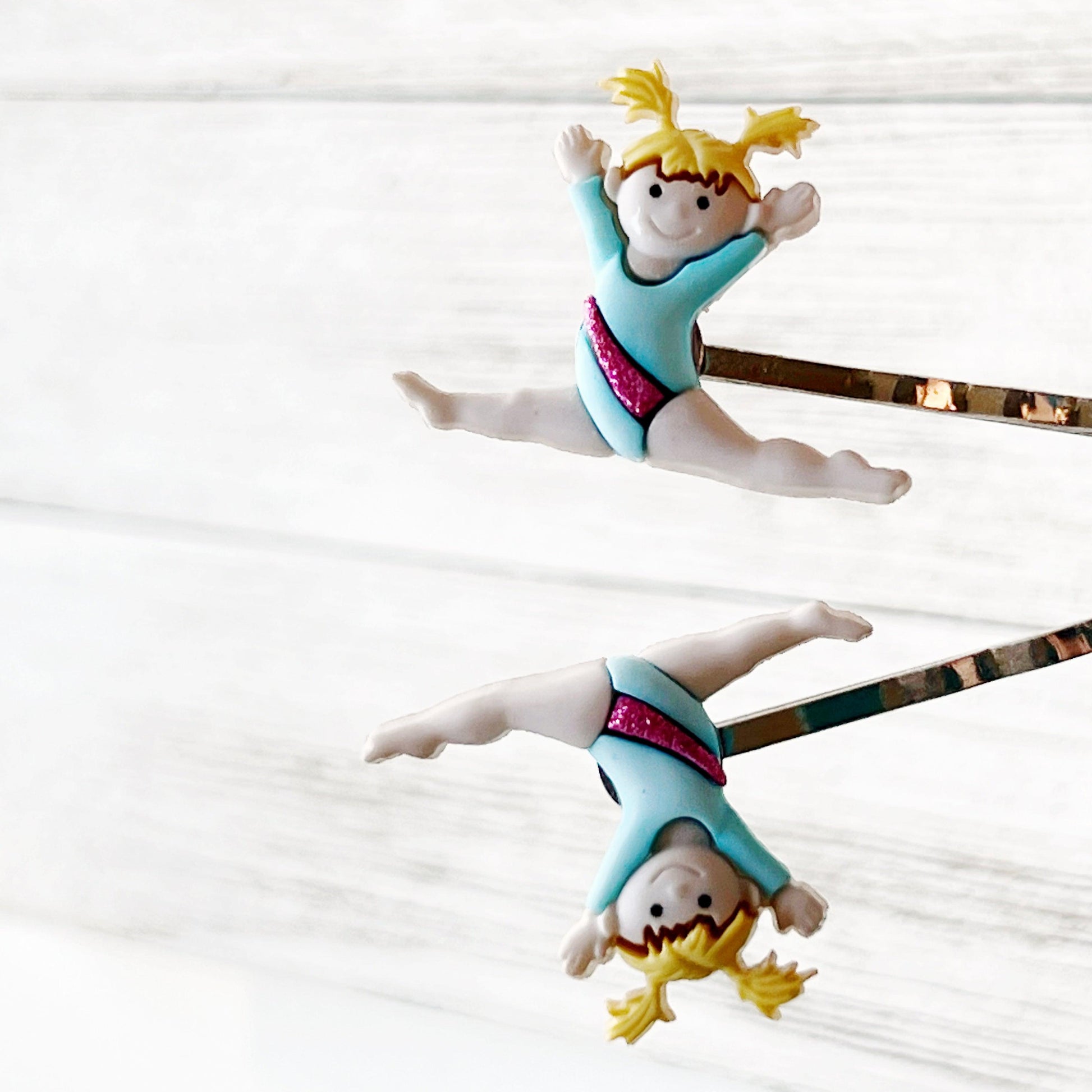 Set of 2 Hair Pins with Gymnasts - Cheerful Accessories for Gymnastics Enthusiasts