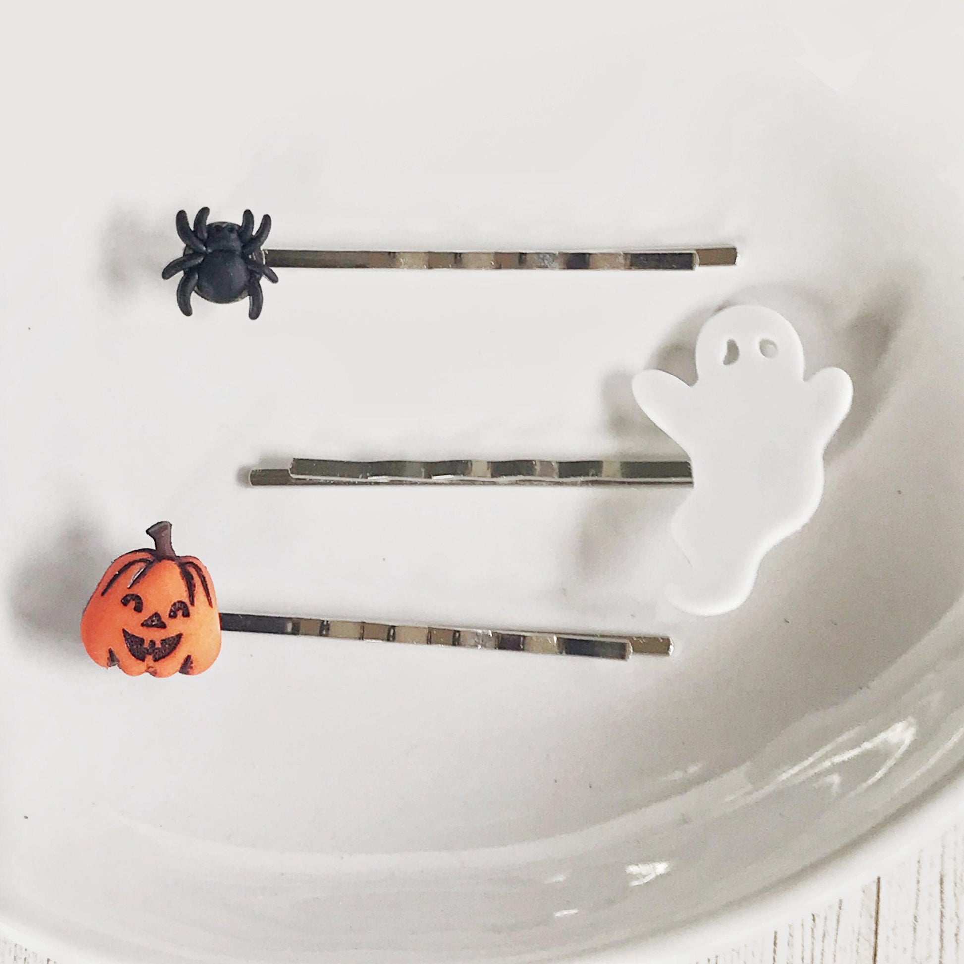 Halloween Pumpkin Ghost Spider Hair Pins Set