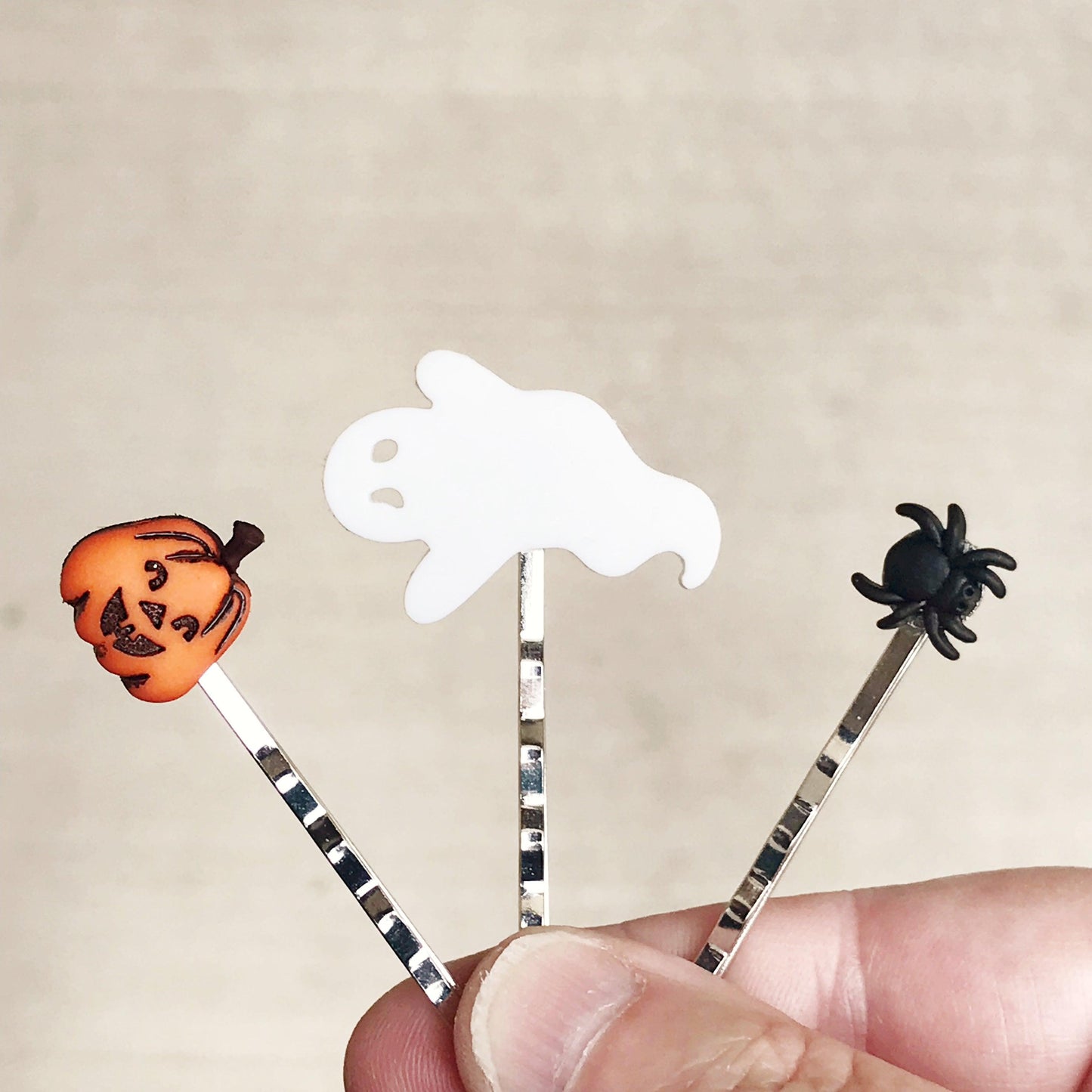 Halloween Pumpkin Ghost Spider Hair Pins Set