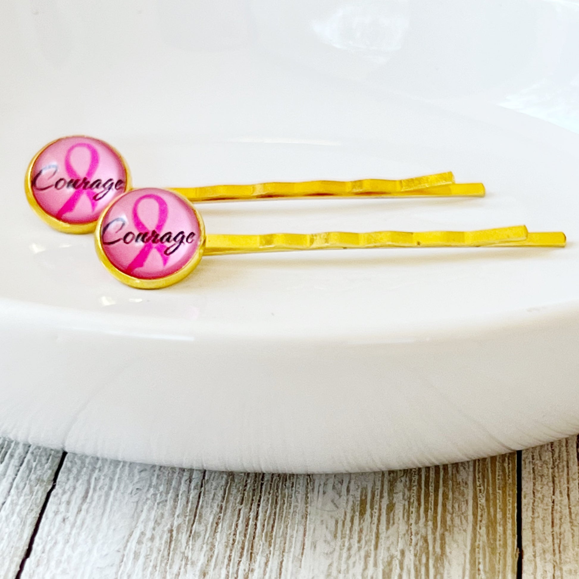 Breast Cancer Awareness Ribbon Hair Pins - Show Your Support with Stylish Awareness Accessories