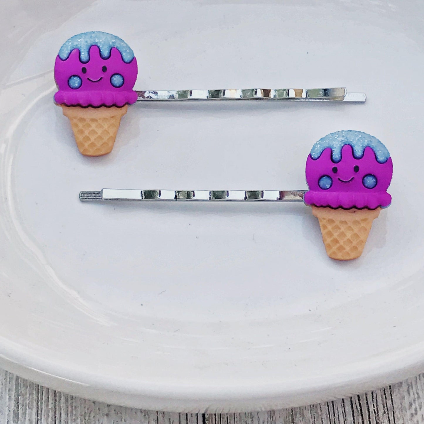 Ice Cream Hair Pins, Cute Bobby Pins, Hair Clip for Girl, Food Barrettes, Womens Decorative Hair Pins, Bobby Pins for Woman, Funny Hair Clip