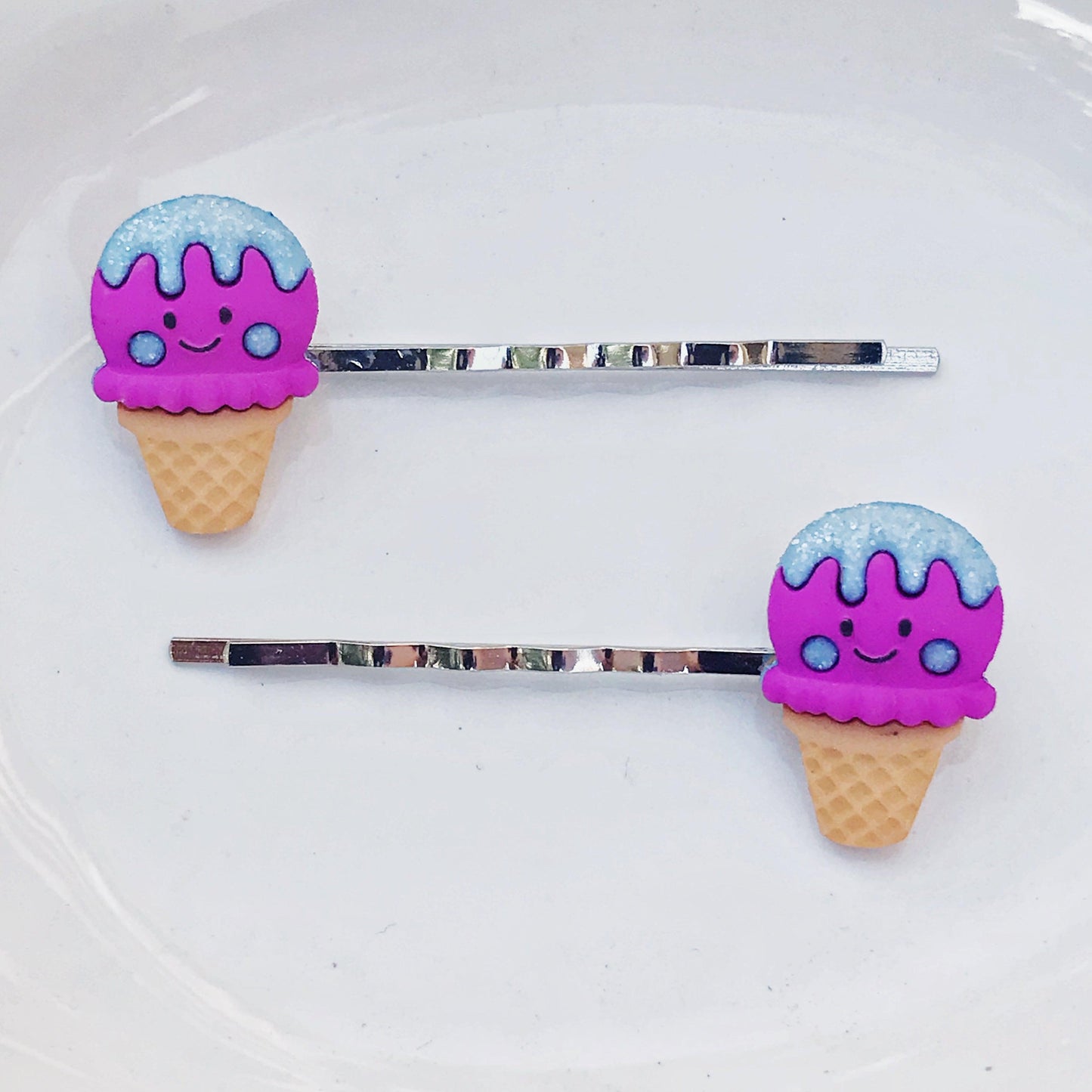 Ice Cream Hair Pins, Cute Bobby Pins, Hair Clip for Girl, Food Barrettes, Womens Decorative Hair Pins, Bobby Pins for Woman, Funny Hair Clip