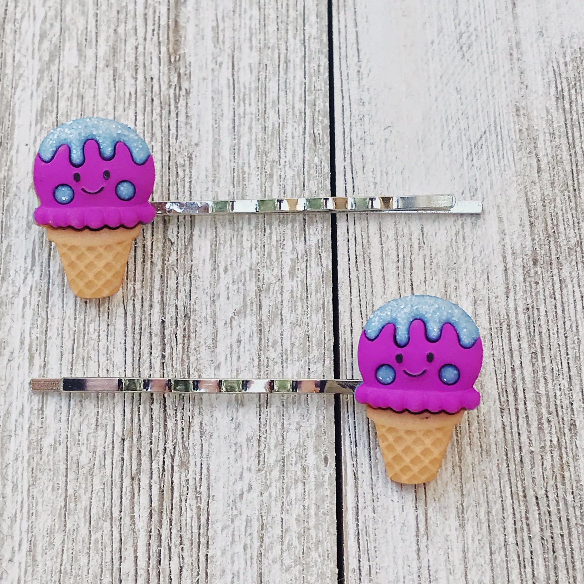 Ice Cream Hair Pins, Cute Bobby Pins, Hair Clip for Girl, Food Barrettes, Womens Decorative Hair Pins, Bobby Pins for Woman, Funny Hair Clip