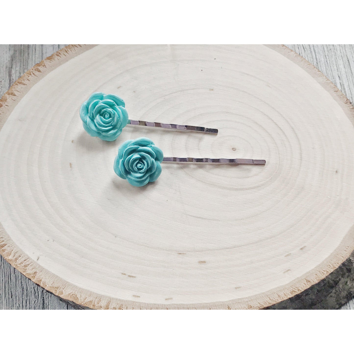 Mint Green Flower Hair Pin, Wedding Hair Jewelry, Flower Hair Pin, Bridal Hair Accessories Flower Bobby Pin