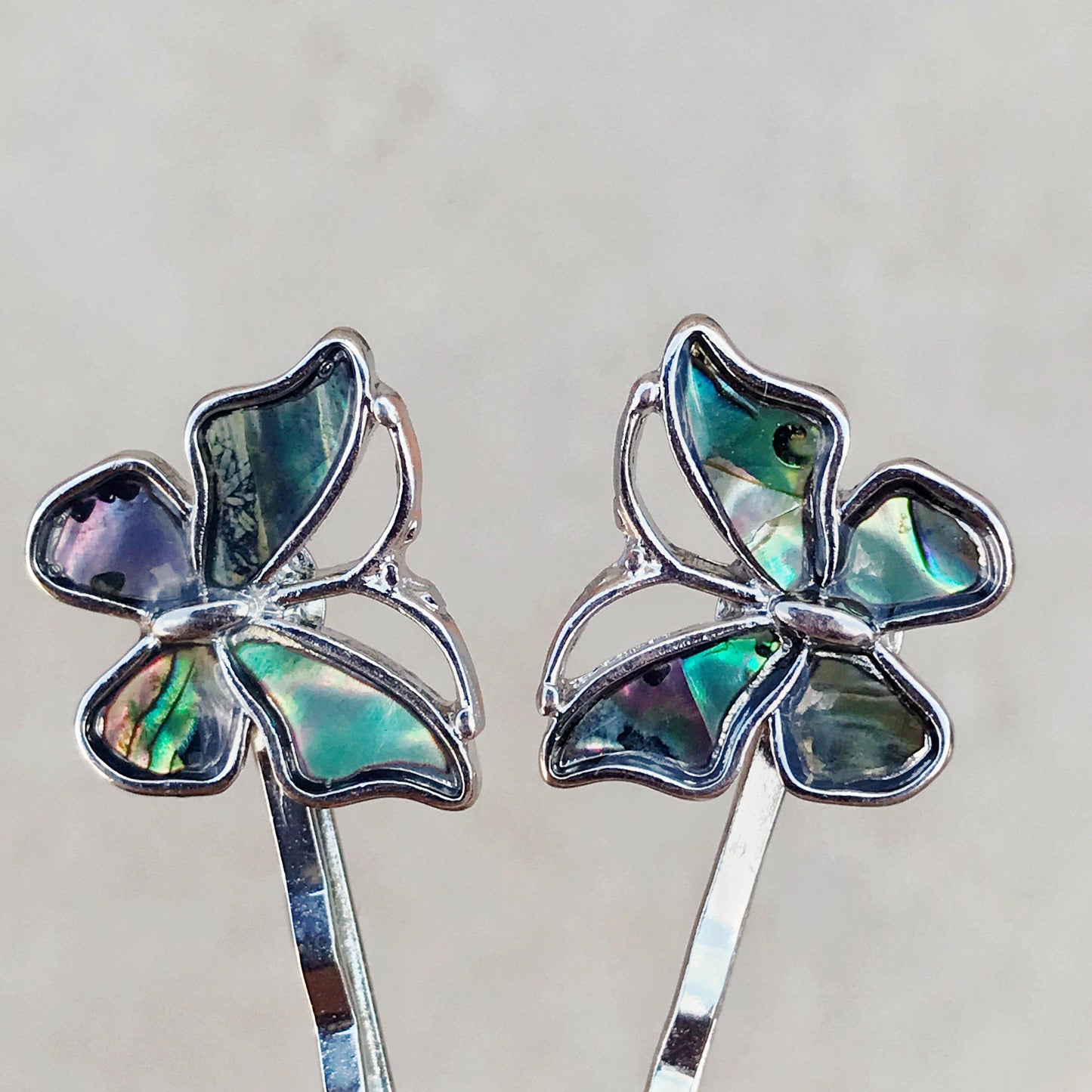 Natural Abalone Shell Butterfly Hair Pins - Elegant Women's Hair Accessories