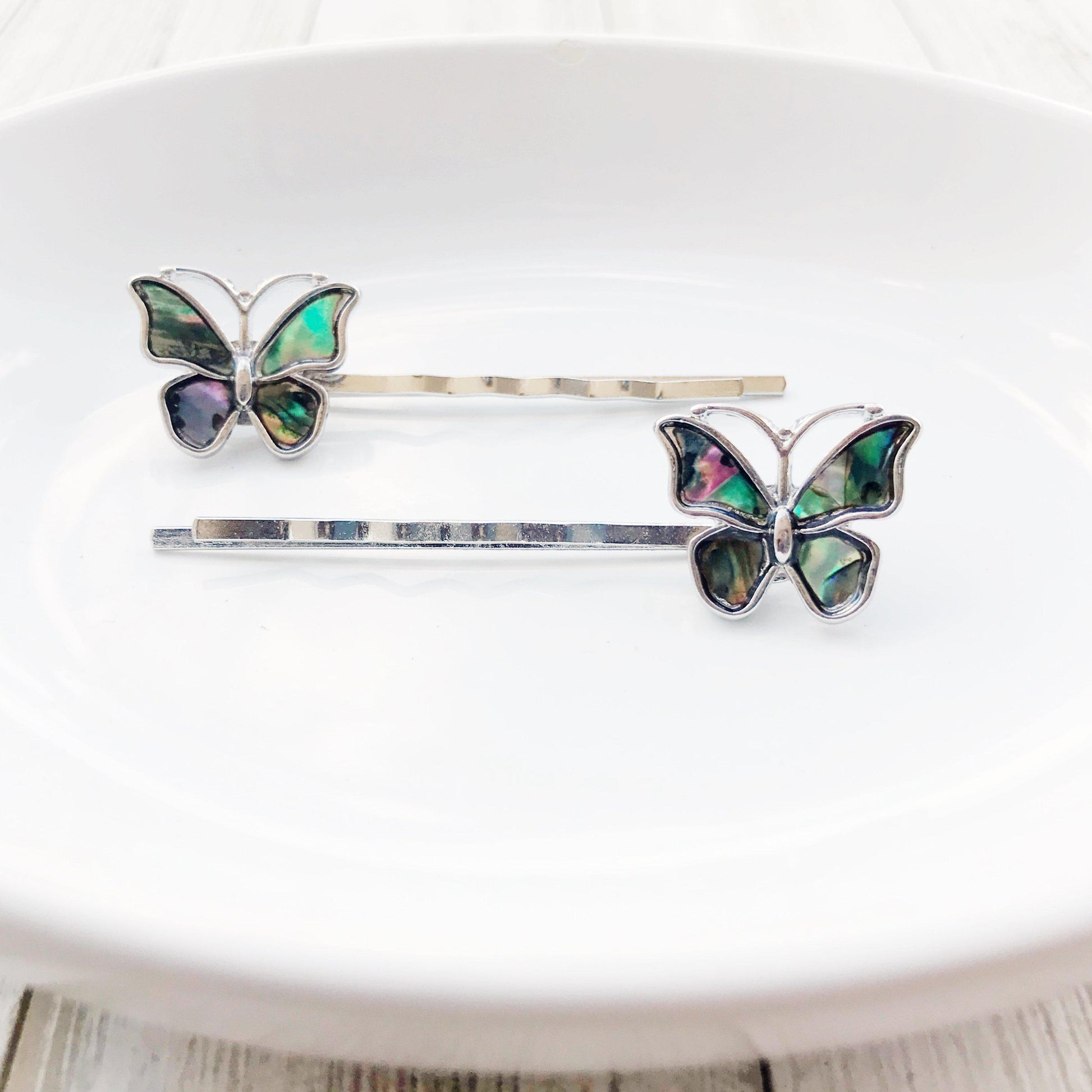 Natural Abalone Shell Butterfly Hair Pins - Elegant Women's Hair Accessories