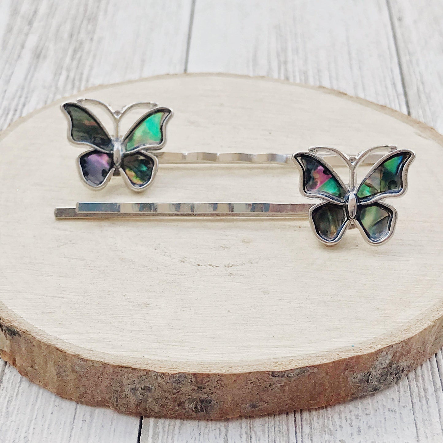 Natural Abalone Shell Butterfly Hair Pins - Elegant Women's Hair Accessories