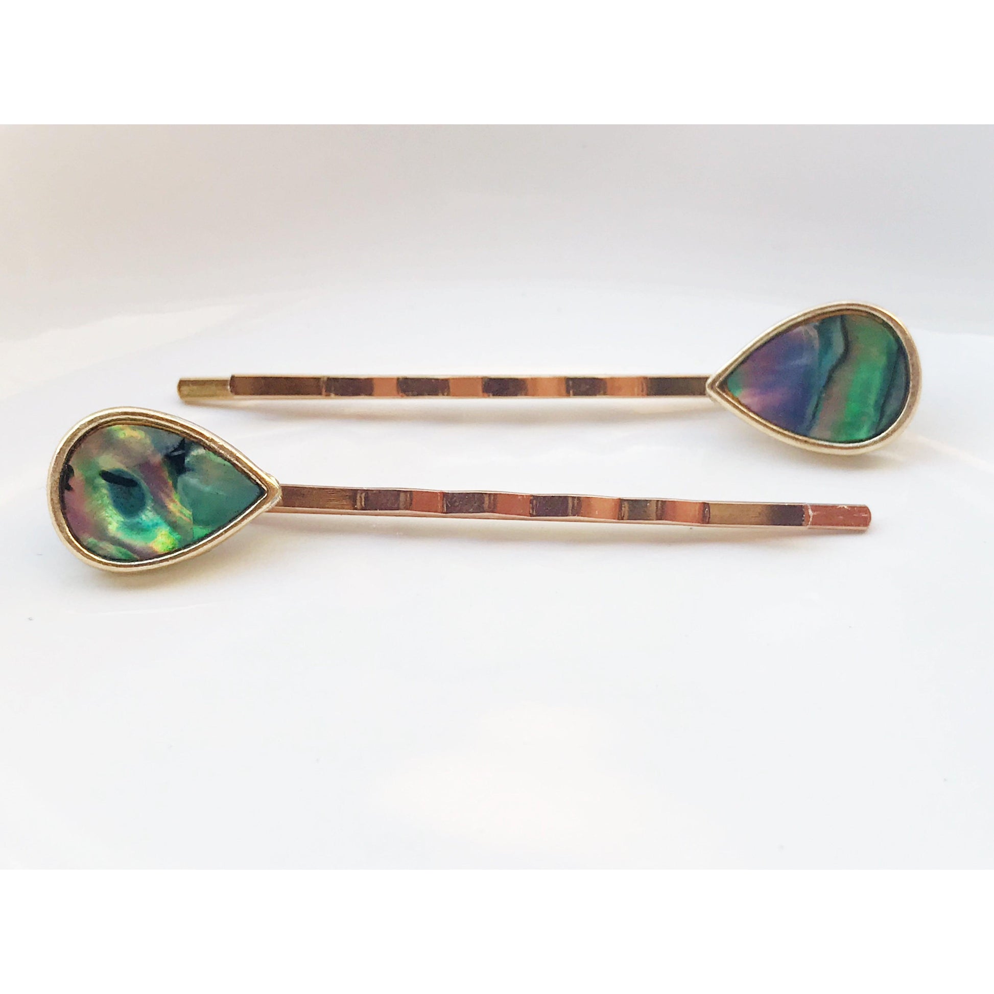 Natural Abalone Shell Teardrop Hair Pins - Elegant and Coastal-Inspired Accessories