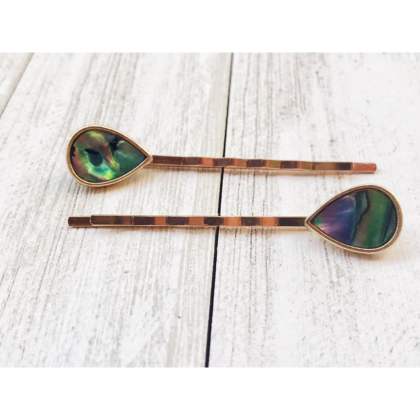 Natural Abalone Shell Teardrop Hair Pins - Elegant and Coastal-Inspired Accessories