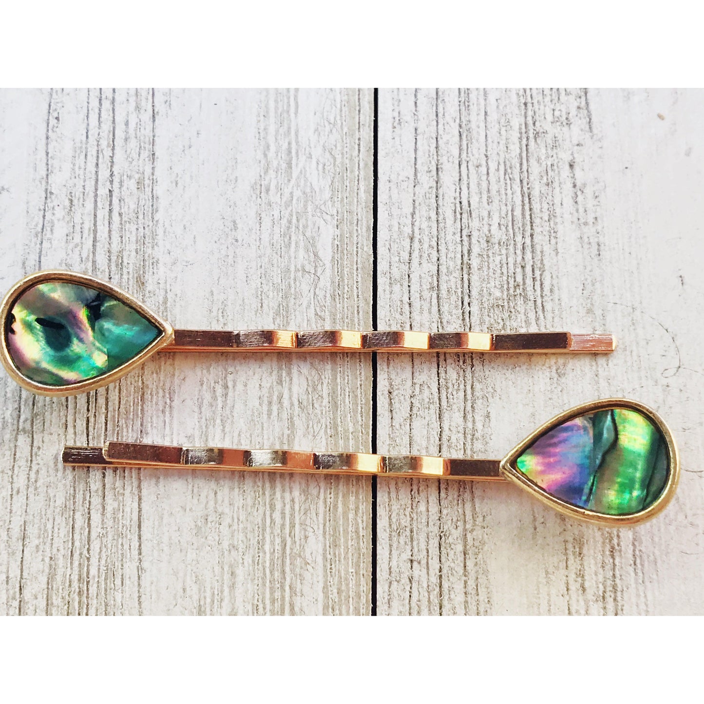 Natural Abalone Shell Teardrop Hair Pins - Elegant and Coastal-Inspired Accessories