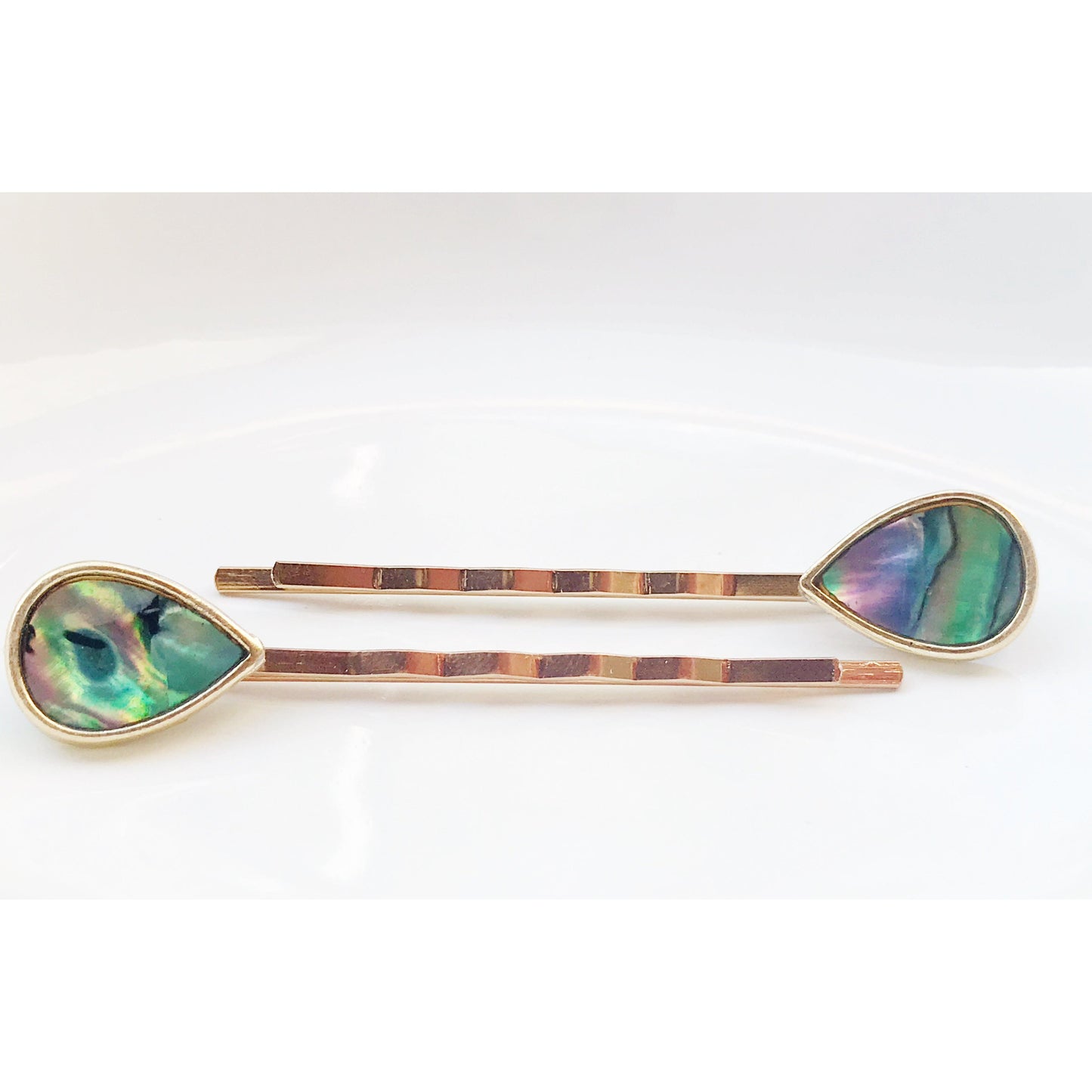 Natural Abalone Shell Teardrop Hair Pins - Elegant and Coastal-Inspired Accessories