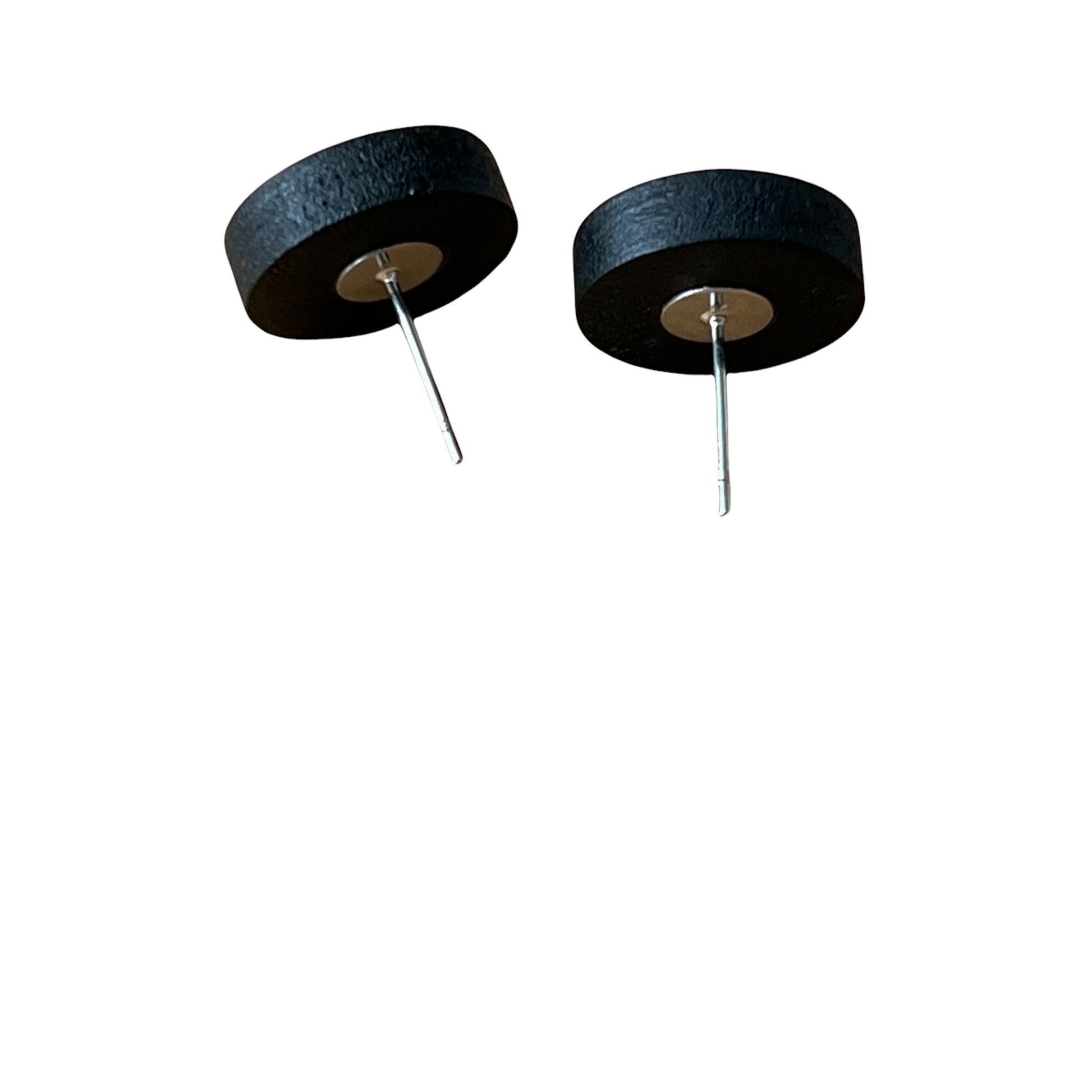 Blue Resin & Black Wood Unisex Stud Earrings - Stylish Contemporary Accessories