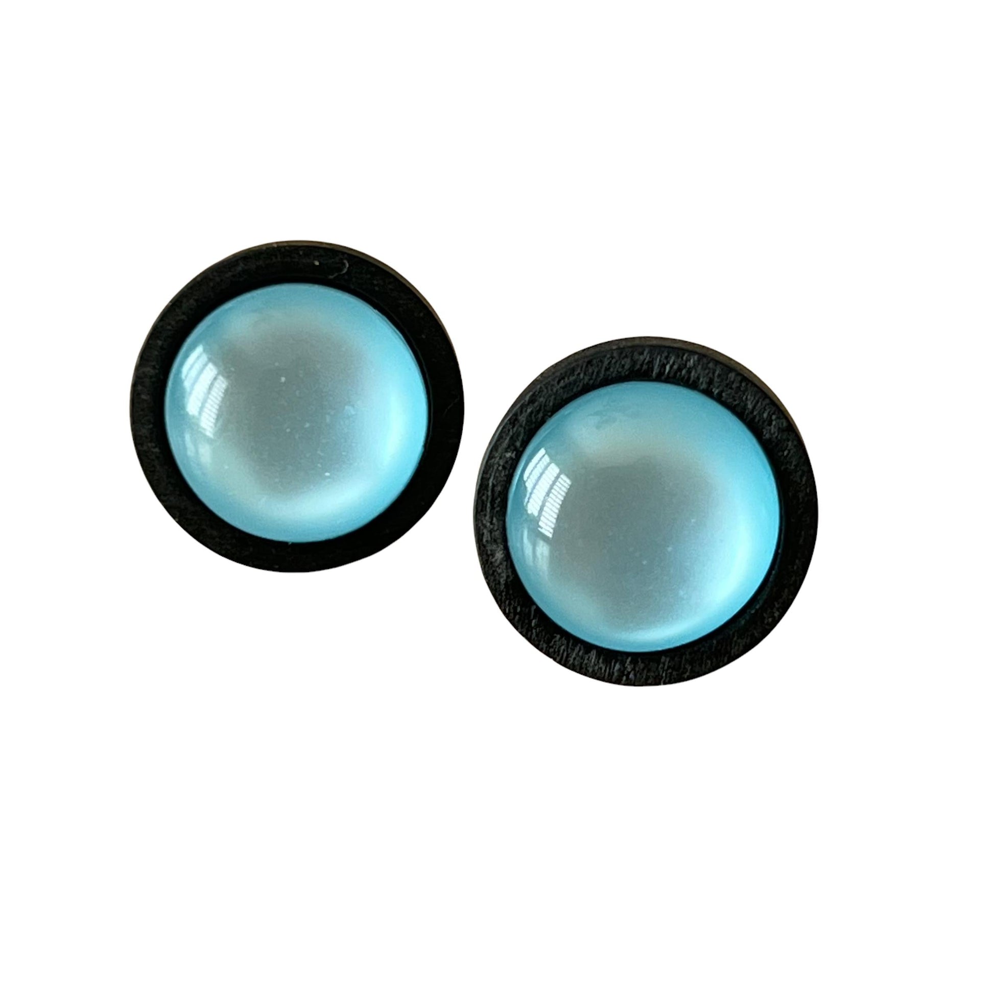 Blue Resin Natural Black Wood Unisex Stud Earrings - Stylish & Versatile Accessories